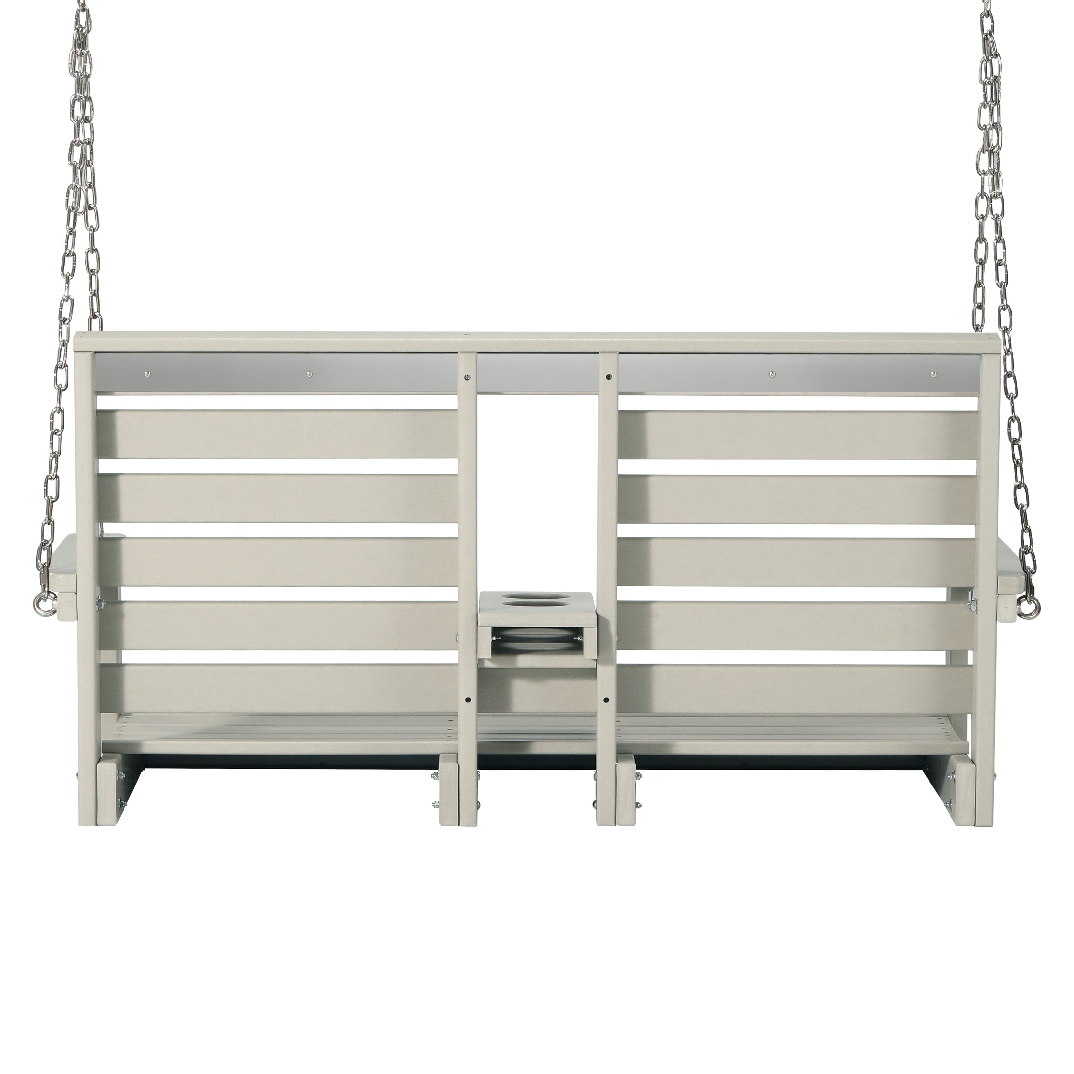 Charleston Outdoor HDPE 54" Front Hanging Porch Swing Bench With Cupholders