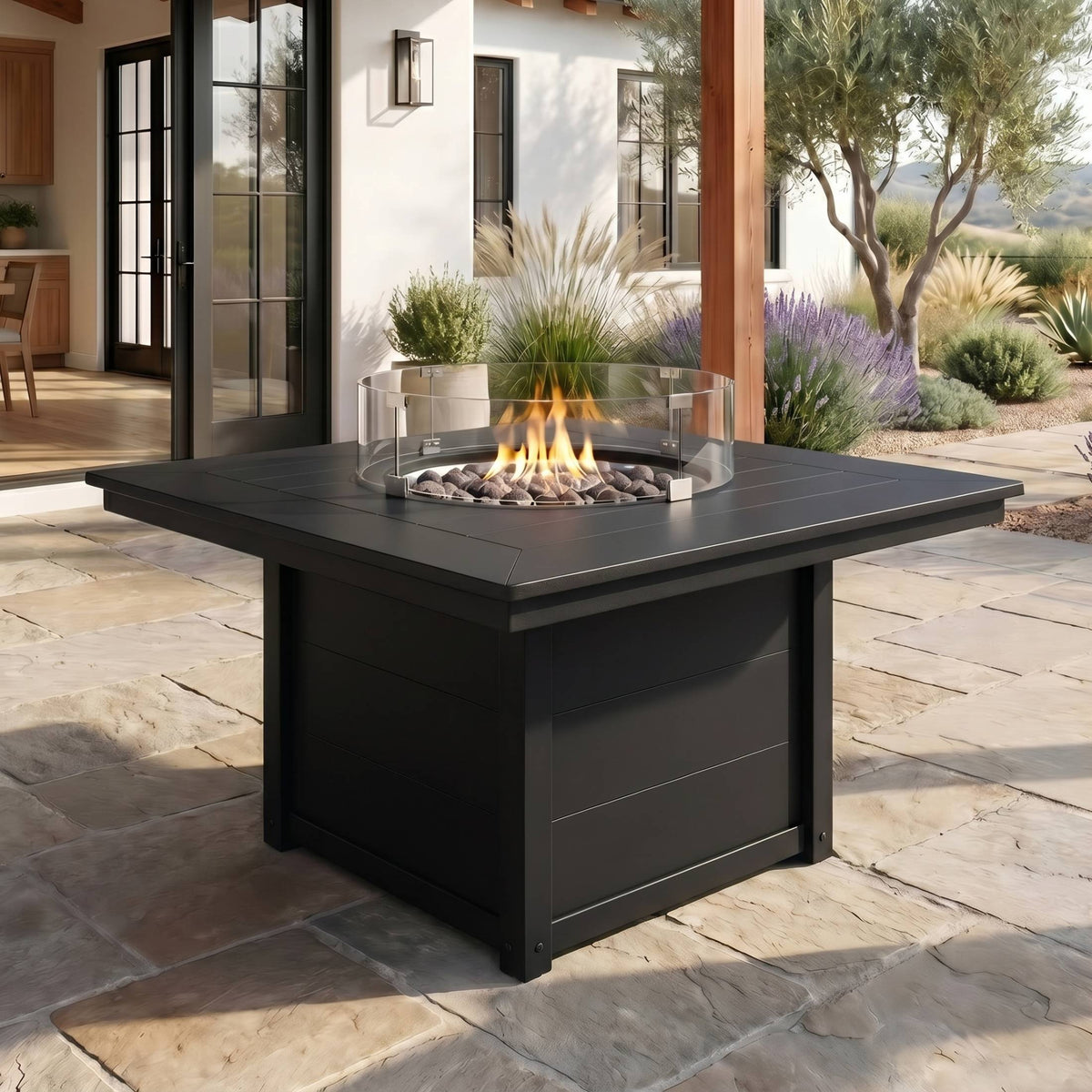 Sol 42" Modern Outdoor Patio Propane Square Fire Pit Table