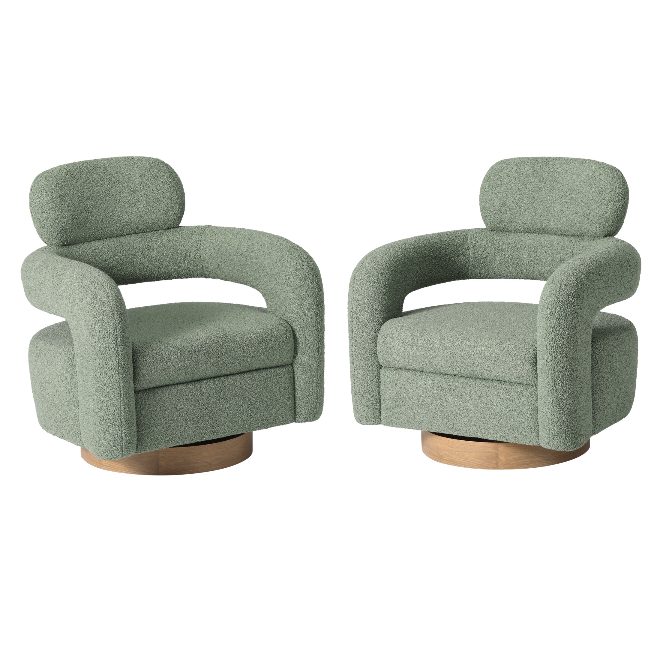 Celine Mid-Century Modern Sherpa Swivel Barrel Accent Chair (Set of 2)