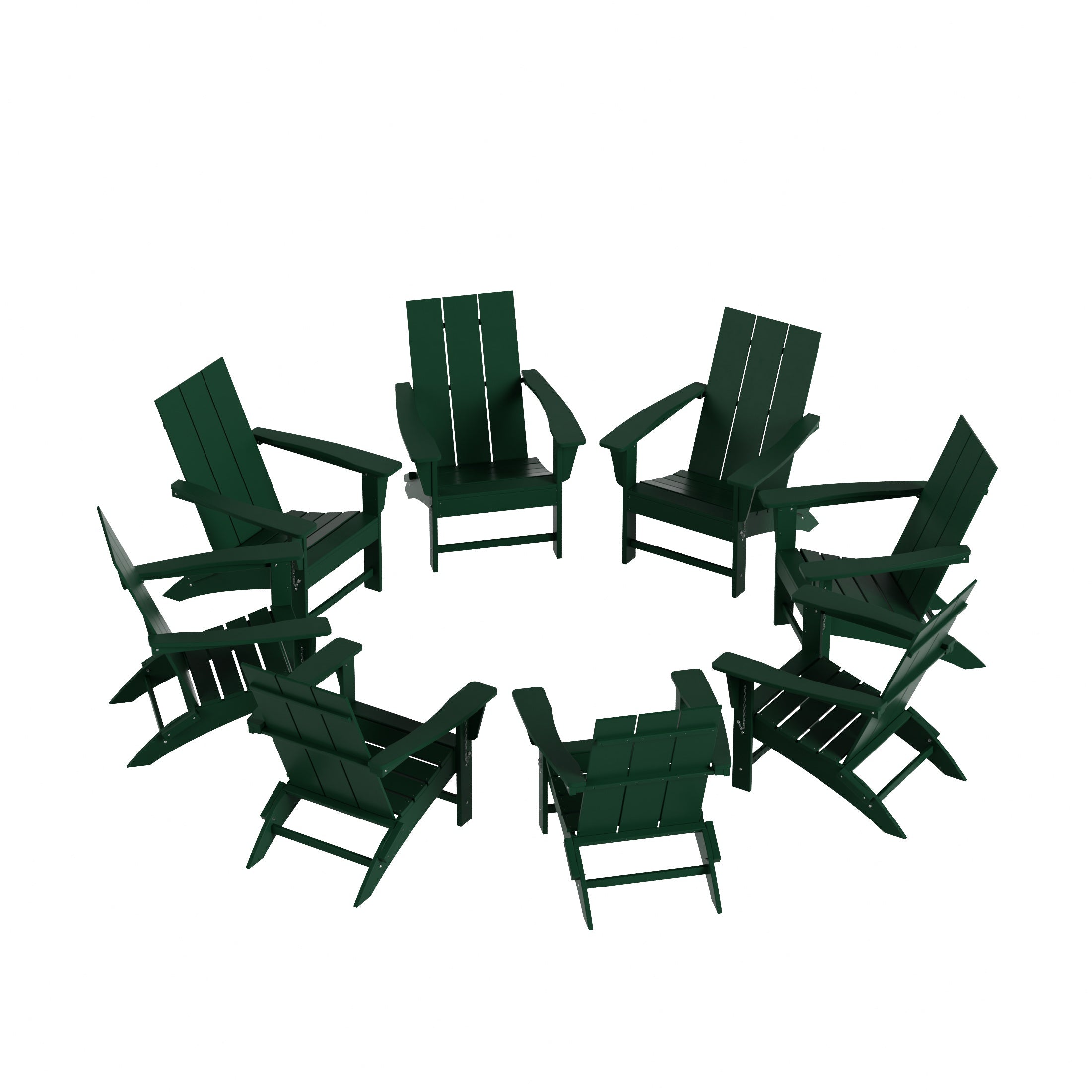 Palms 8-Piece Modern Poly Folding Adirondack Chair Set