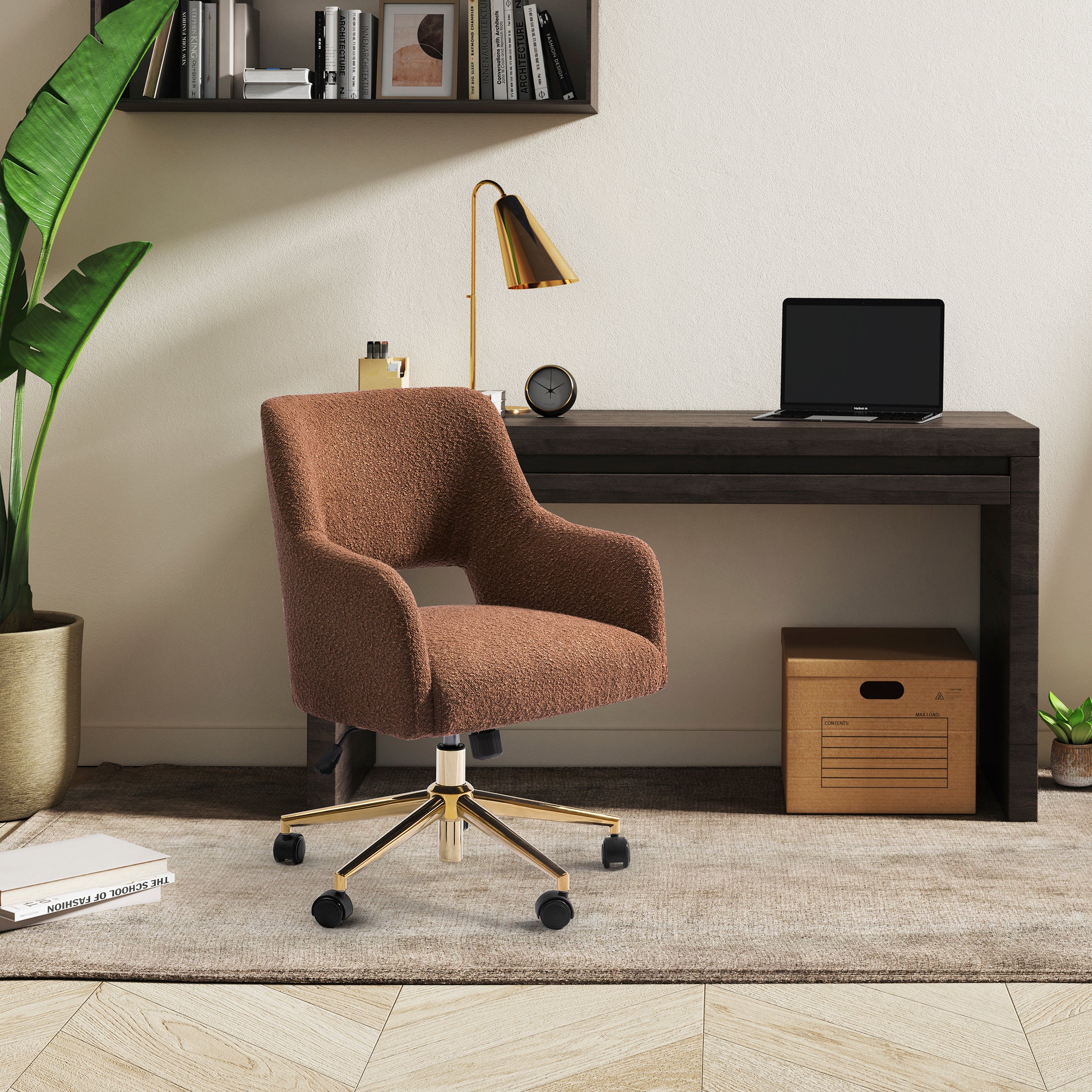 Amélie Mid-Century Modern Swivel Office Vanity Chair with Wheels