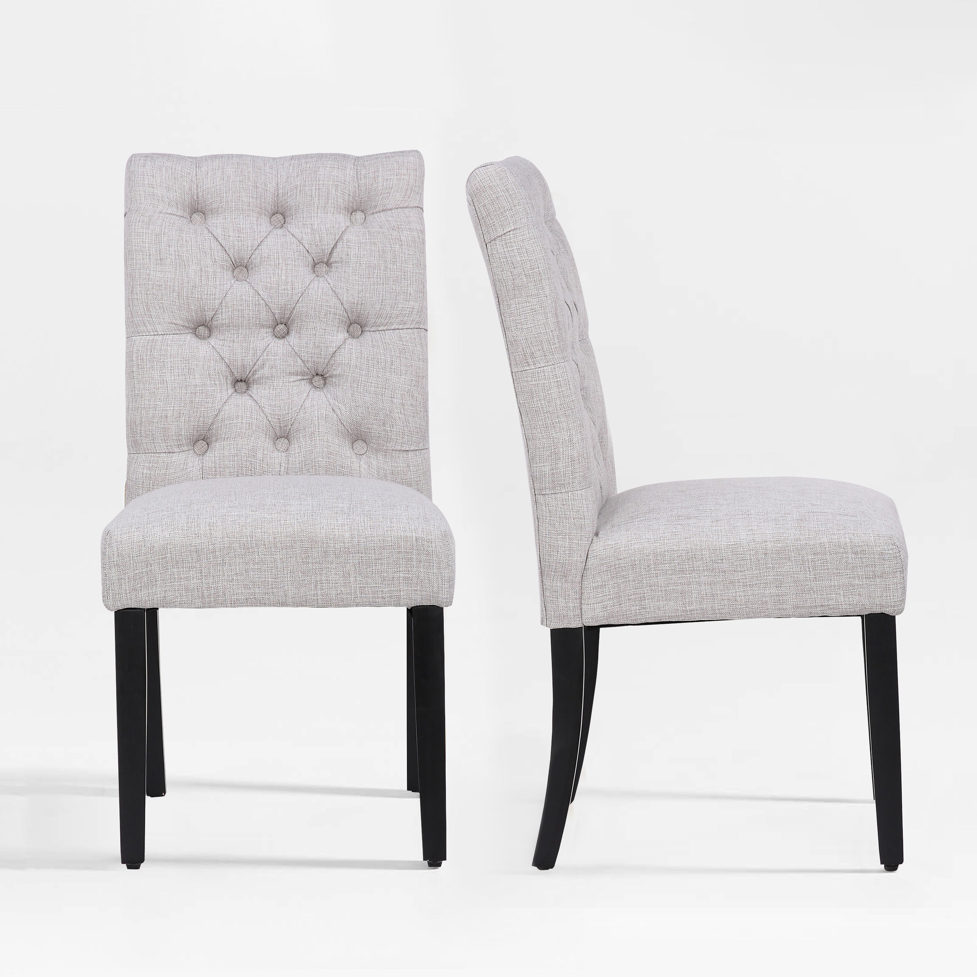 Bellmount Linen fabric tufted upholstered side chairs ( 2 piece set )