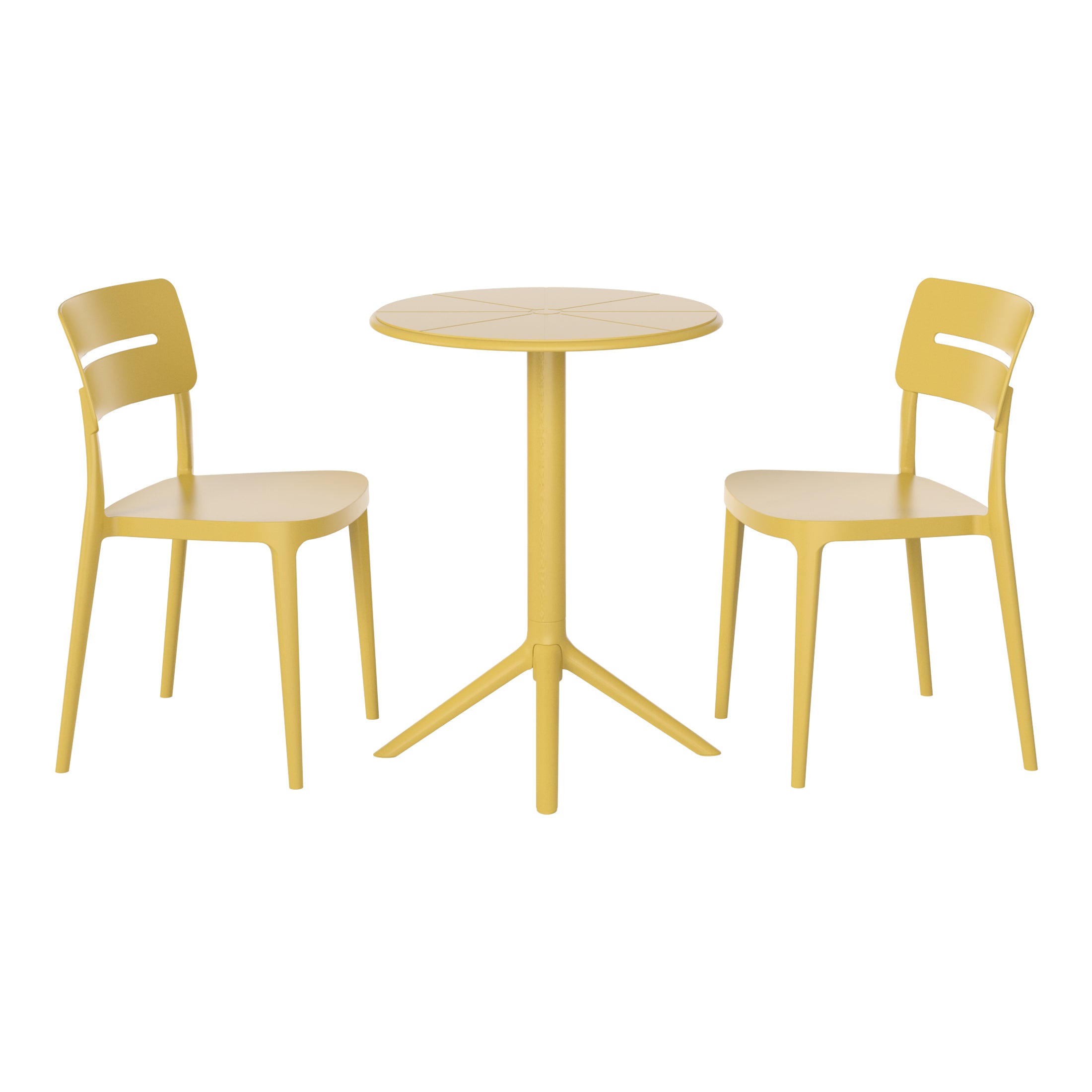 Sunshine 3-Piece Outdoor Resin Patio Bistro Set with Stackable Patio Dining Chairs