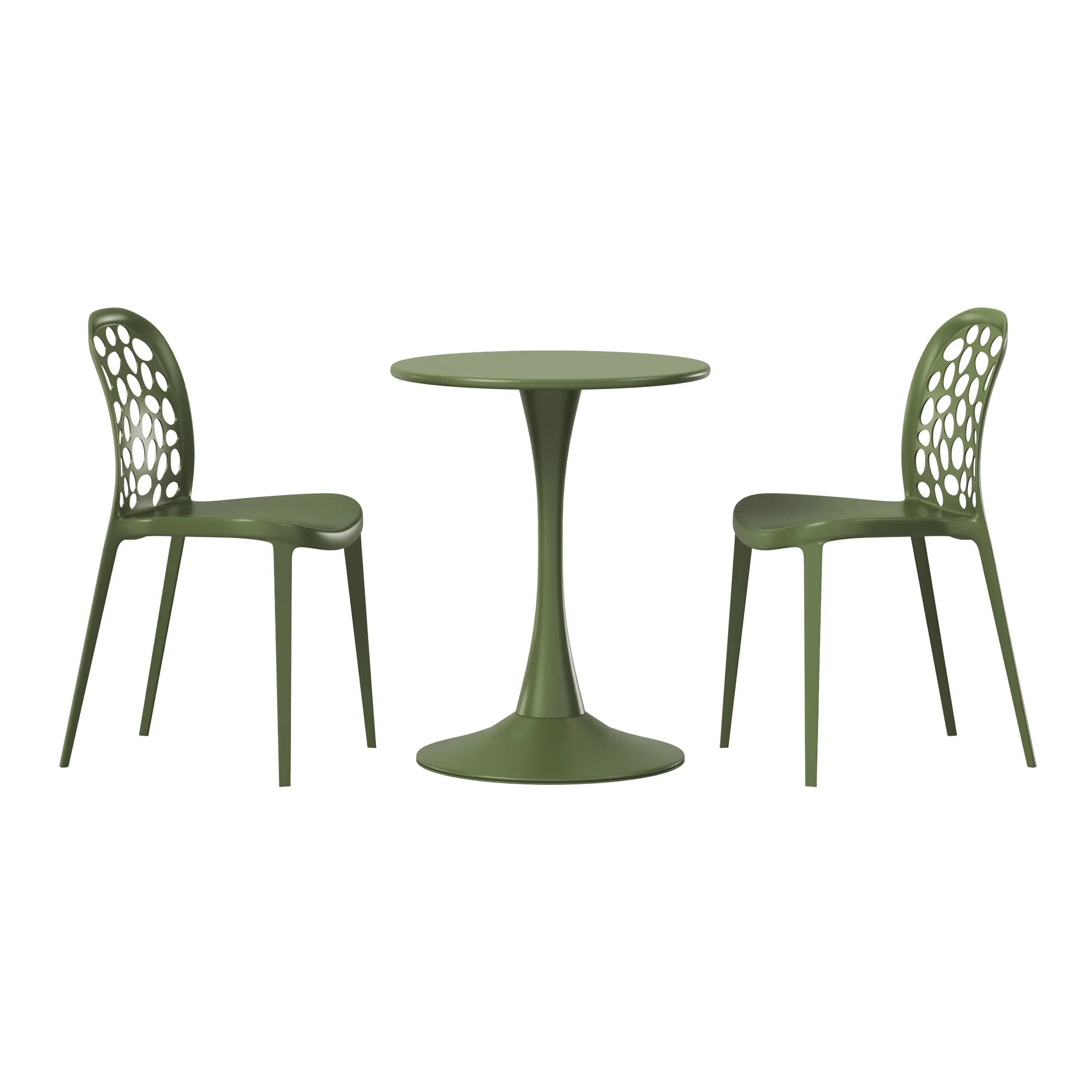 Sunshine 3-Piece Outdoor Indoor Metal Patio Dining Table Set With Stackable Polypropylene Patio Side Chairs