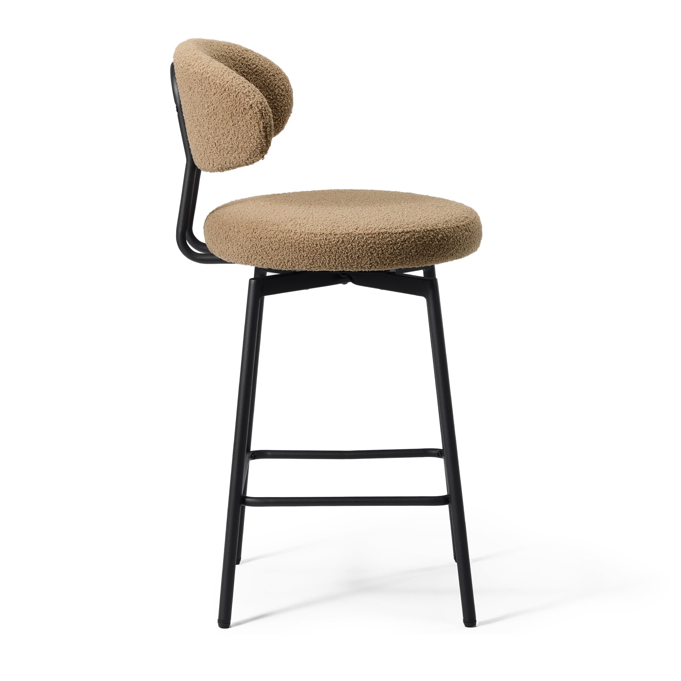 Celine Modern Upholstered Sherpa Fabric Counter Height Bar Stools with Back (Set of 2)