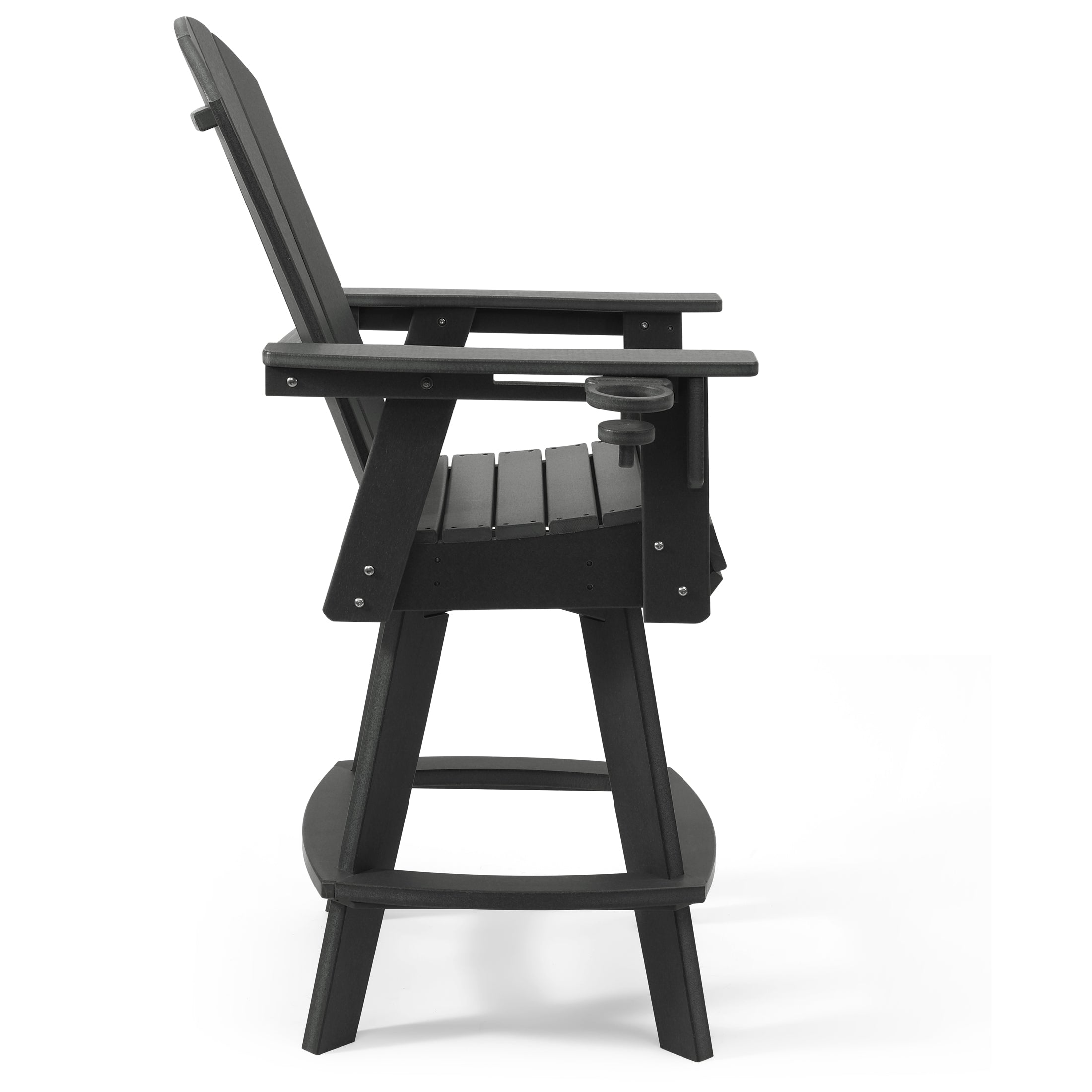 Paradise Outdoor HDPE Swivel Adirondack Bar Height Chair With Cup Holder