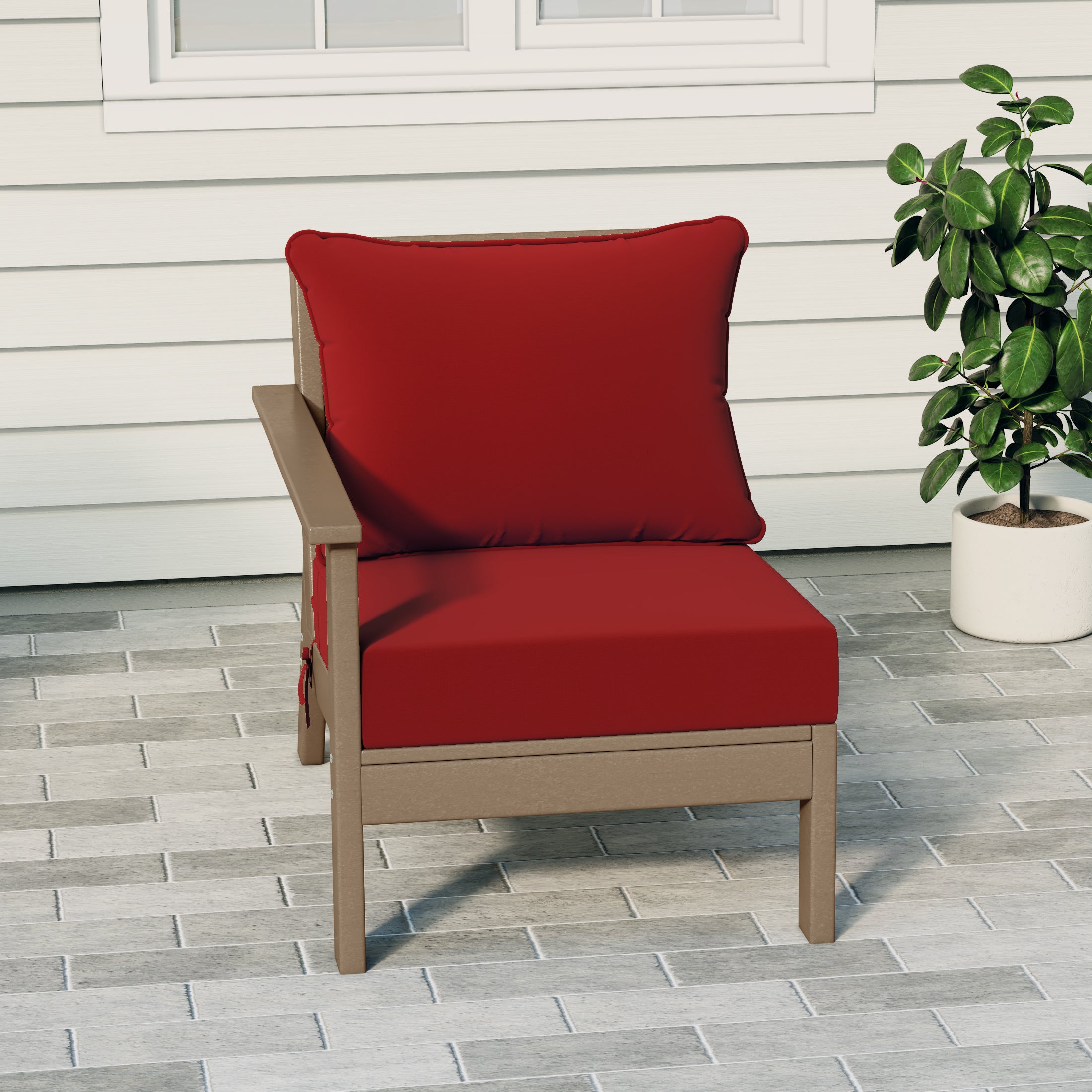 Portsmouth Outdoor Patio HDPE Left Arm Sectional Corner Club Chair with Patio Cushions