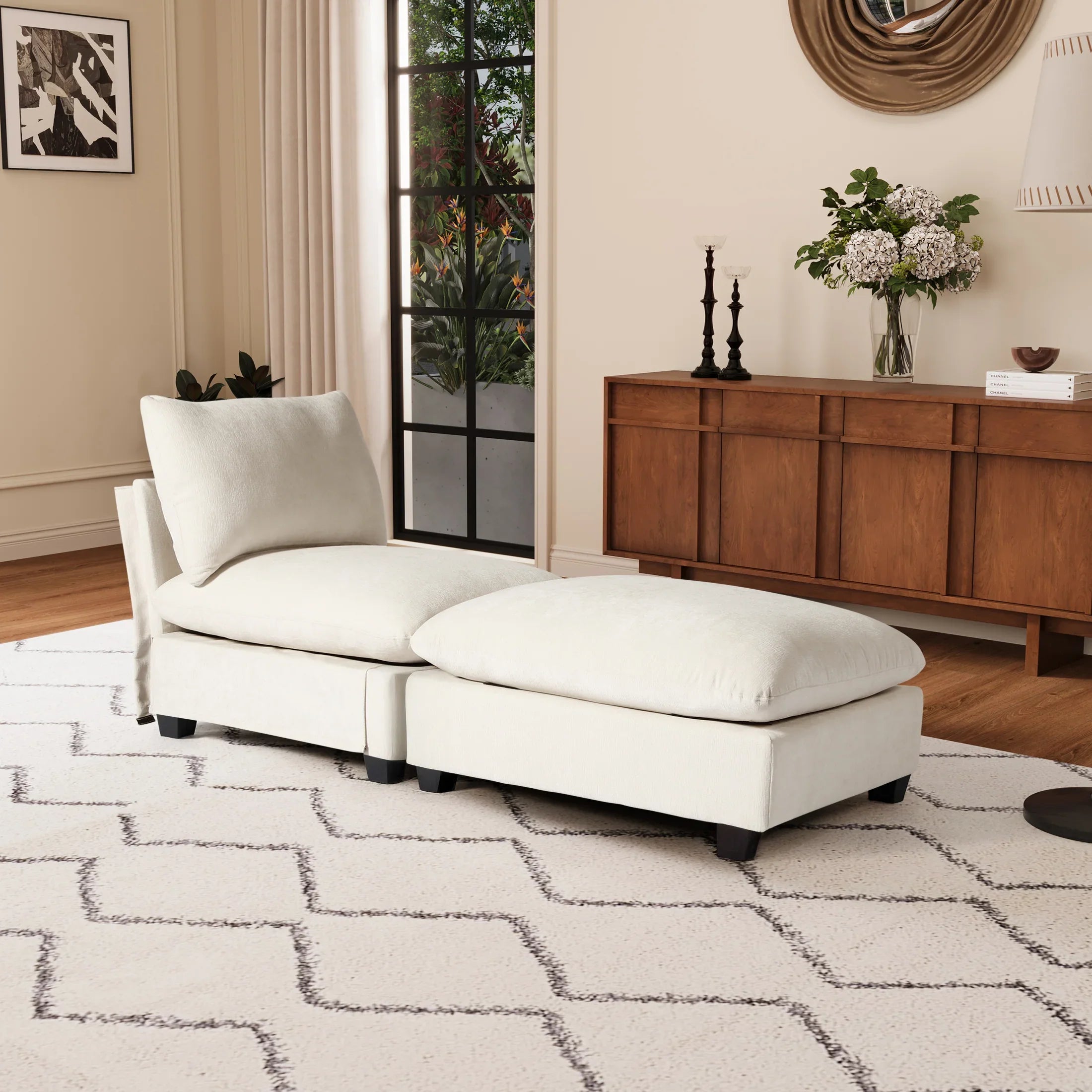 Springfield 68.5" Chenille Upholstered Indoor Chaise Lounge Chair