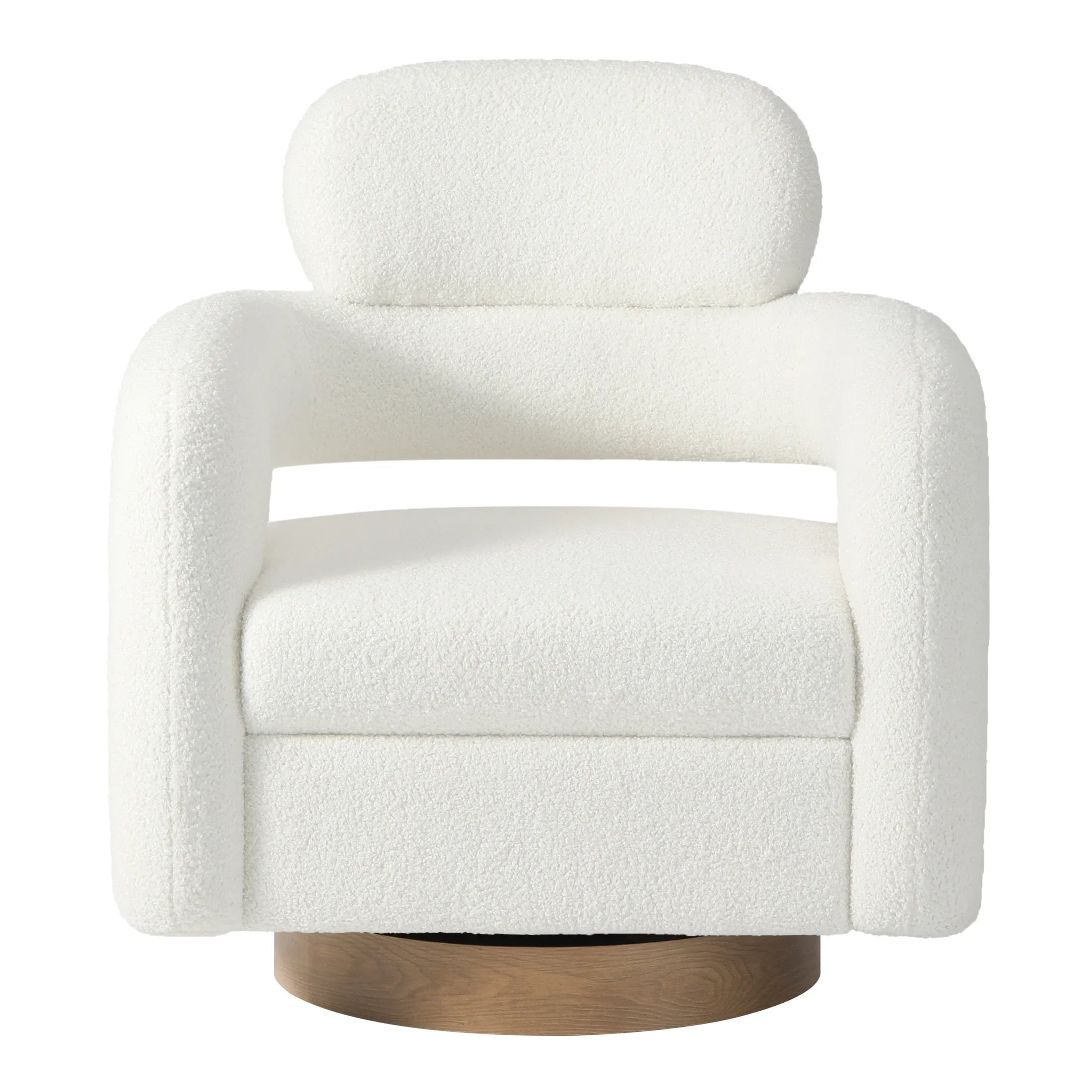 Celine Mid-Century Modern Sherpa Swivel Barrel Accent Chair With Storage Ottoman