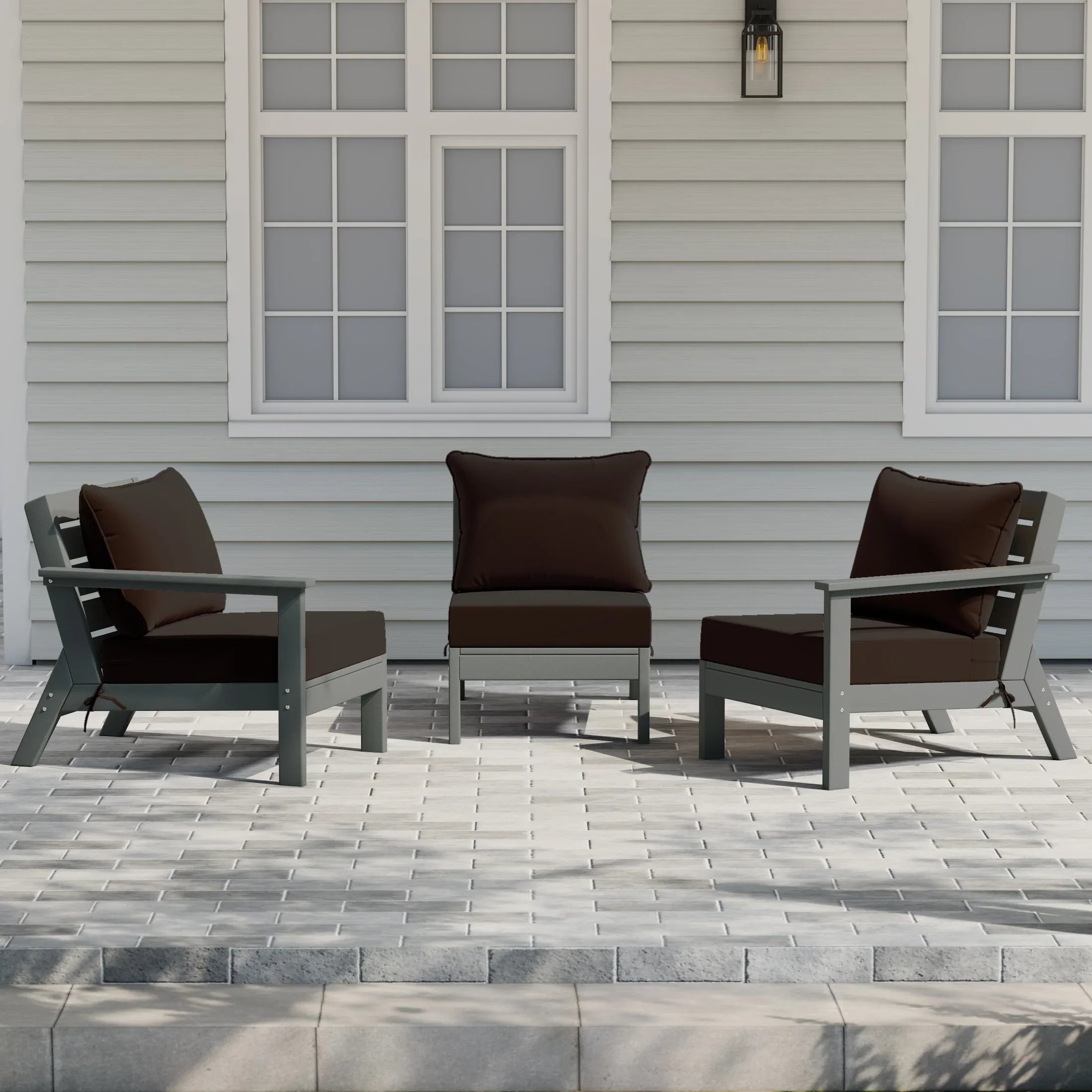 Portsmouth Outdoor Patio HDPE Sectional Sofa with Patio Cushions