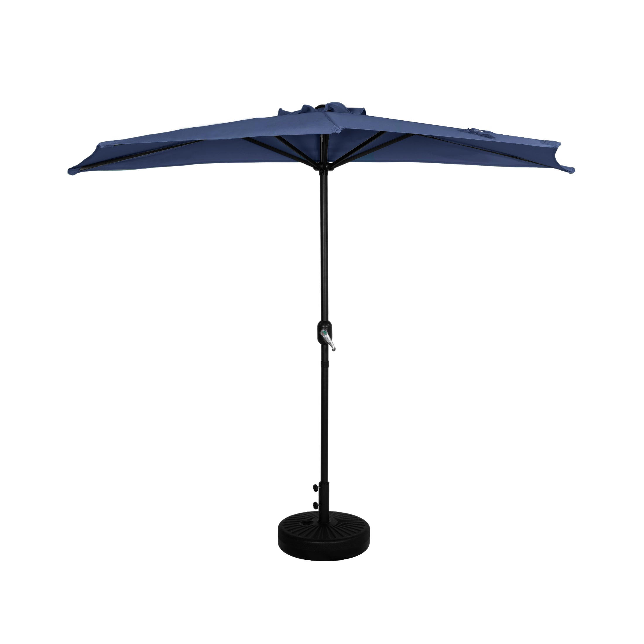 Easton 9 ft. Aluminum Half Market Crank Lift Patio Umbrella with Base