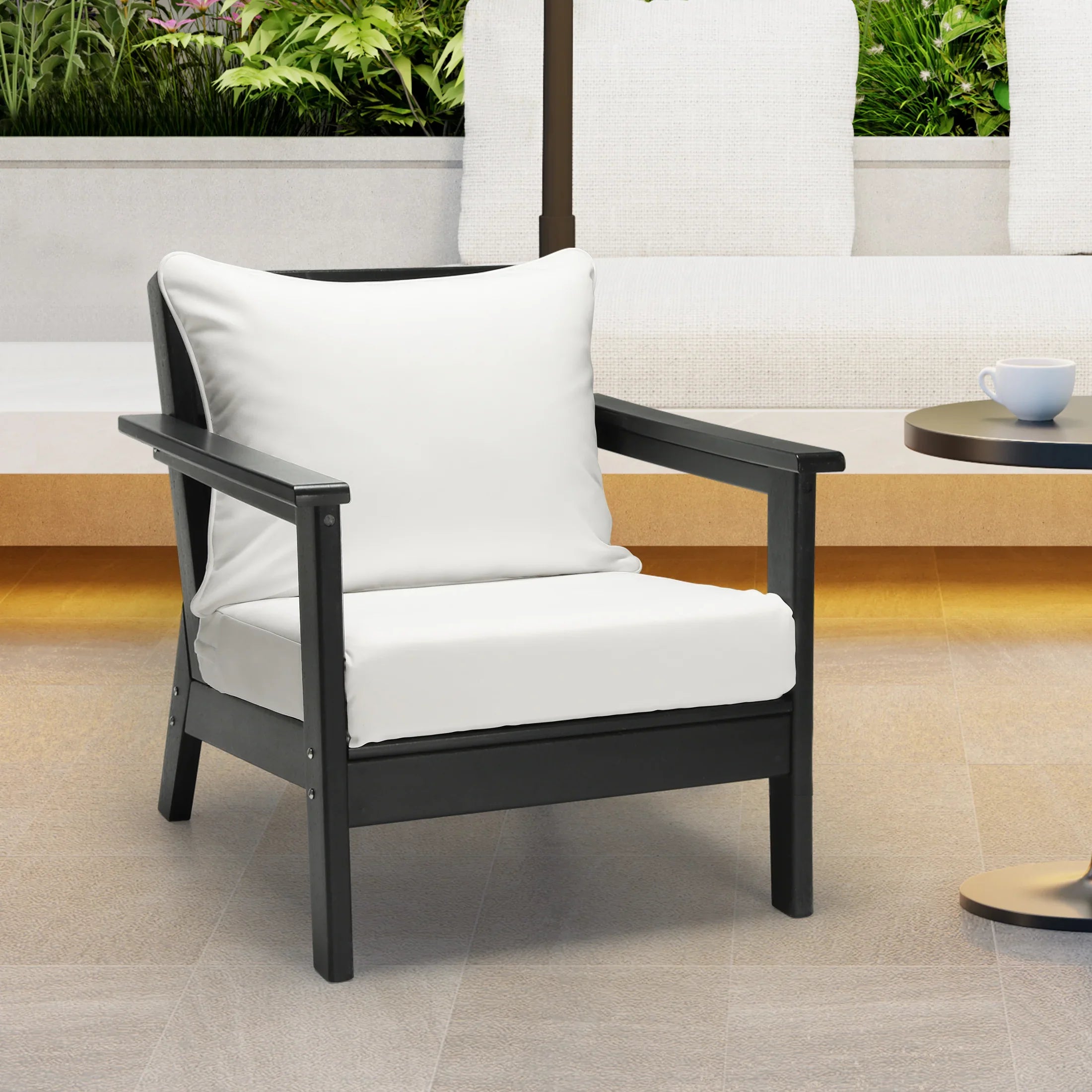 Harmony Water Repellent Outdoor 2-Piece Deep Set Patio Seat Back Chair Cushions, 25" x 25"