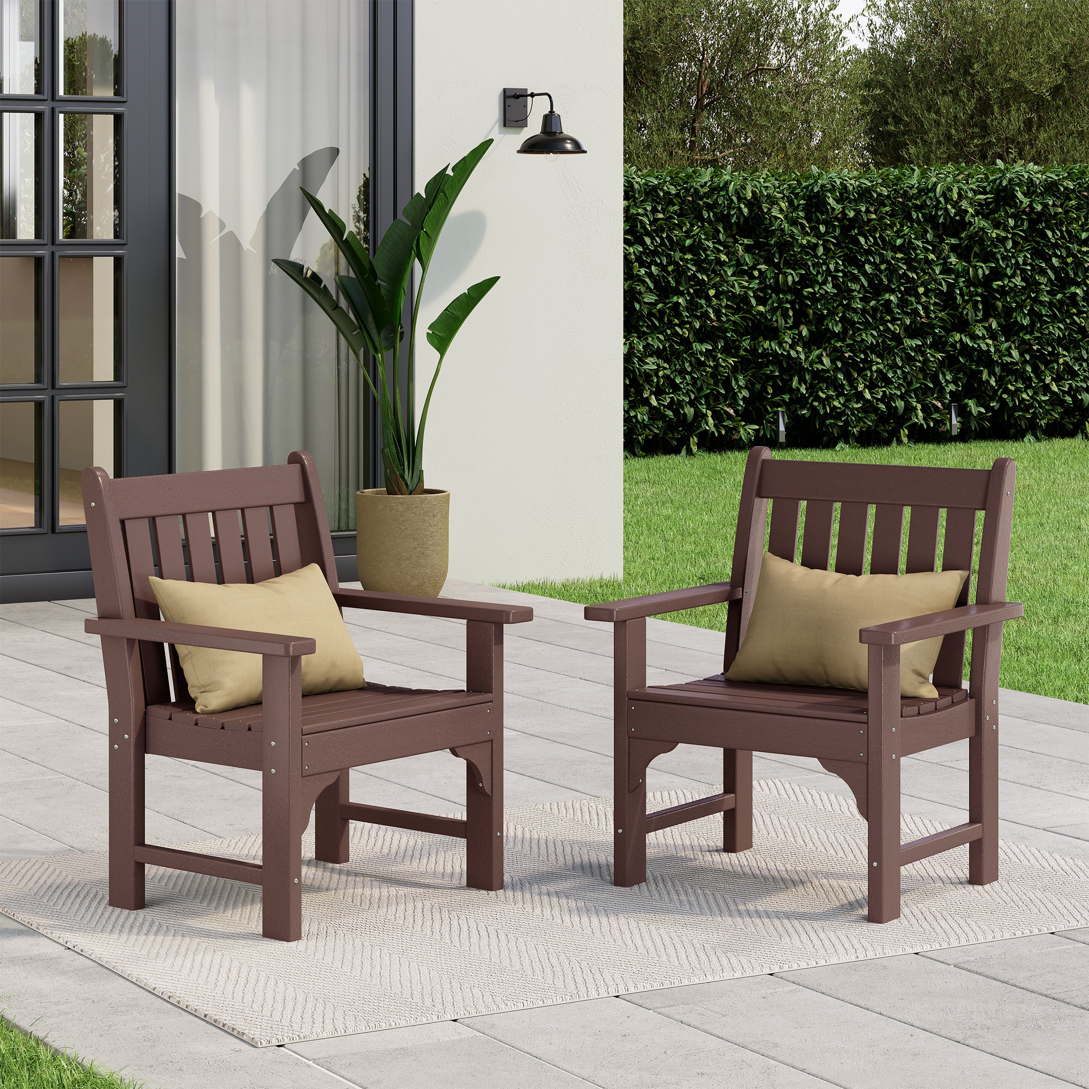 Paradise Outdoor Patio HDPE Adirondack Dining Arm Chairs (Set of 2)