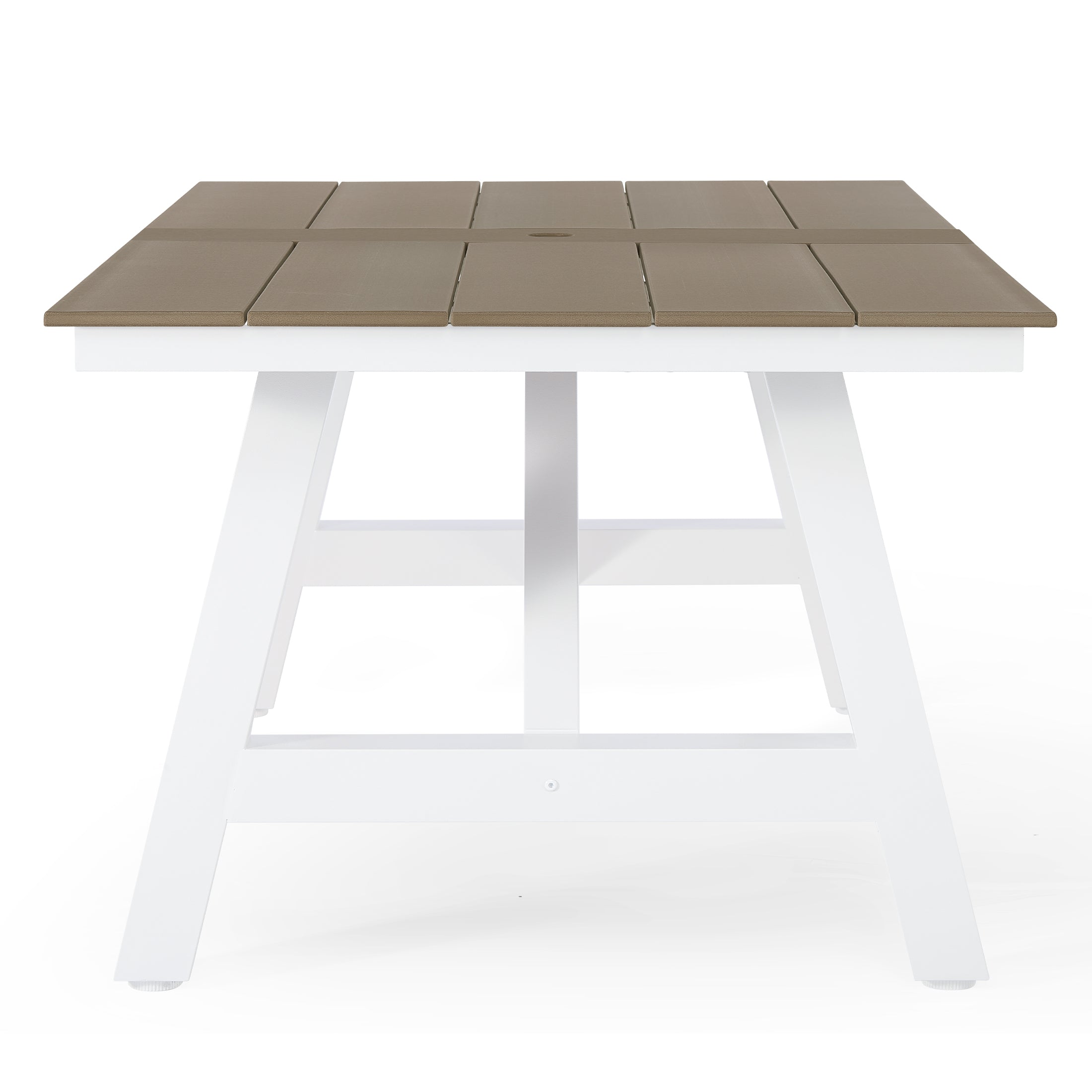 Stinson 90" HDPE Rectangle Outdoor Patio Dining Table With Umbrella Hole and Metal Frame