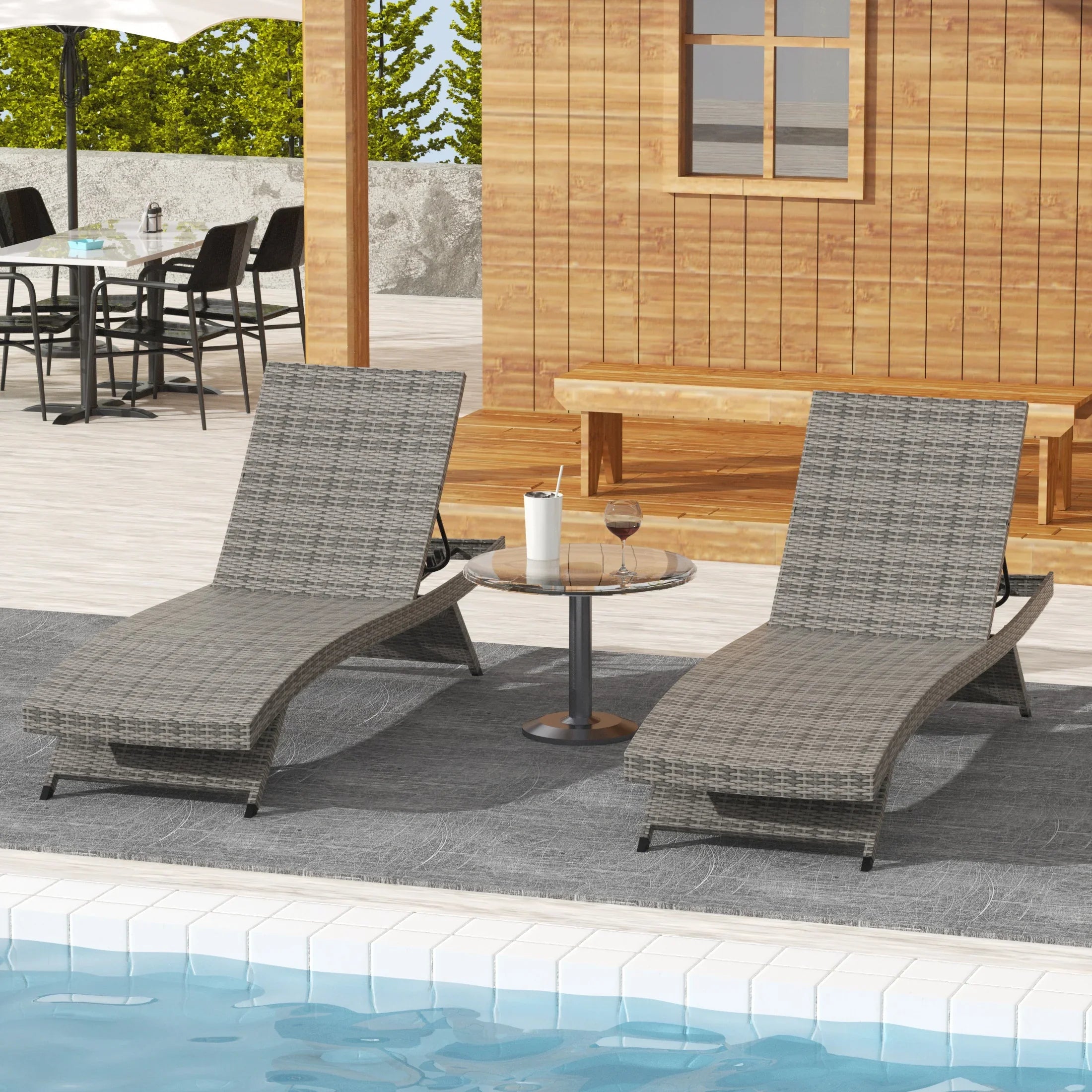 Bahama Outdoor Patio Wicker Reclining Chaise Lounge (Set of 2)