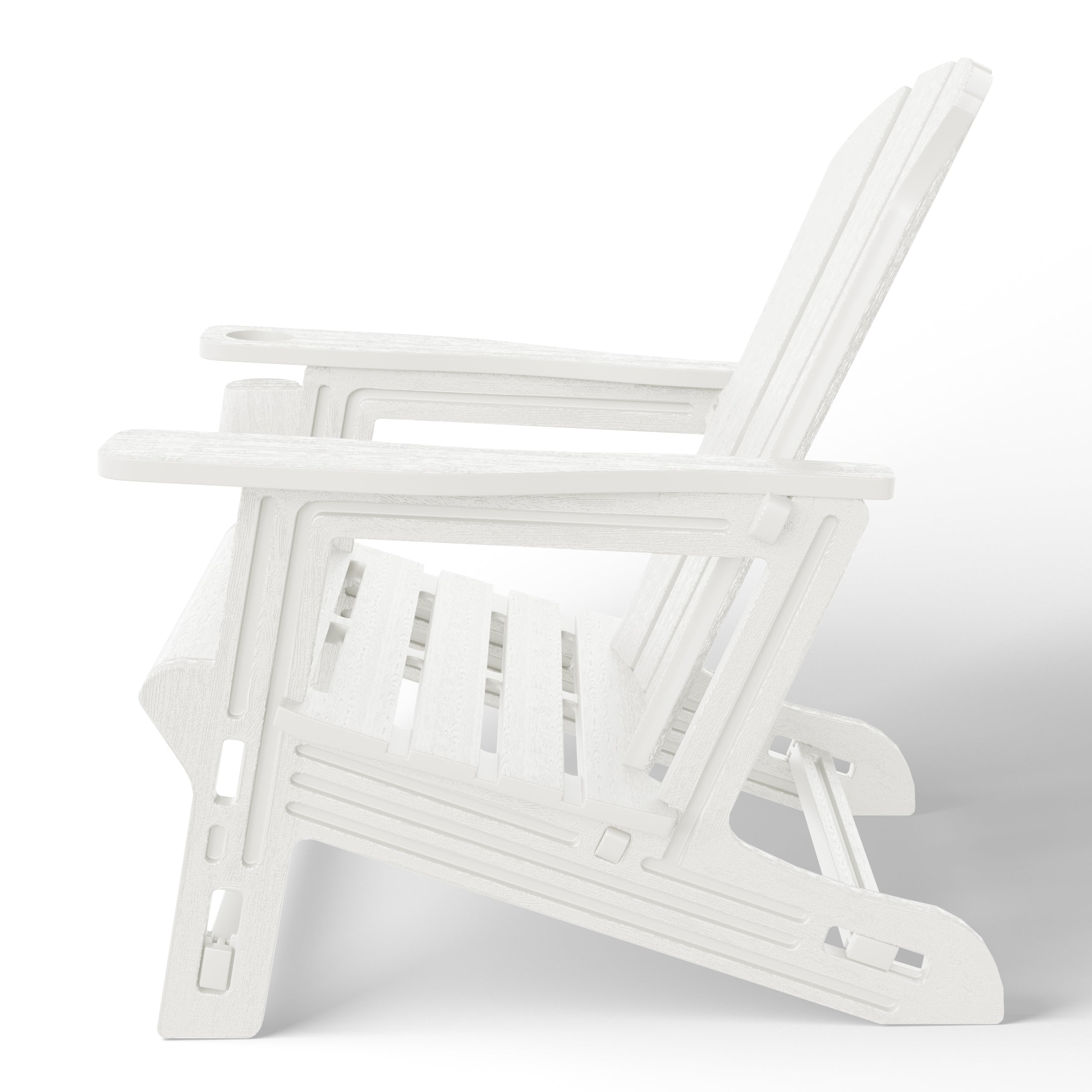 Cayman Tool-Free Assembly Outdoor Patio HDPE Plastic Adirondack Chair with Cup Holder