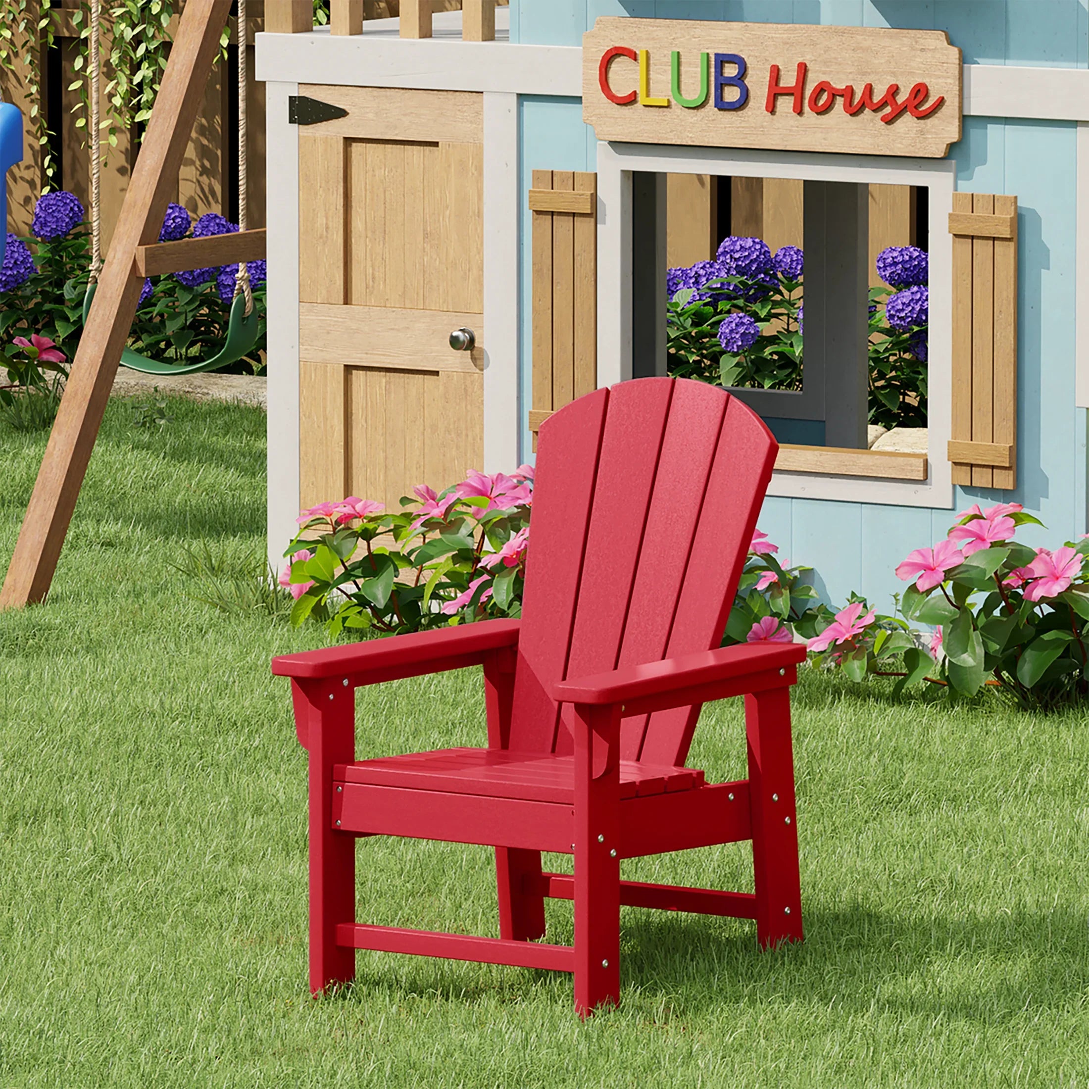 Paradise Kids Outdoor HDPE Adirondack Plastic Patio Chair
