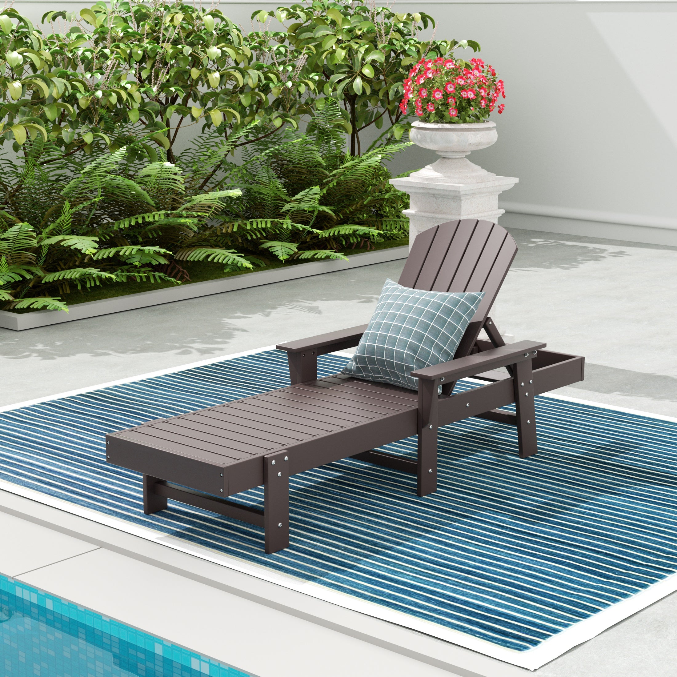 Portside Adirondack Poly Reclining Chaise Lounge With Arms