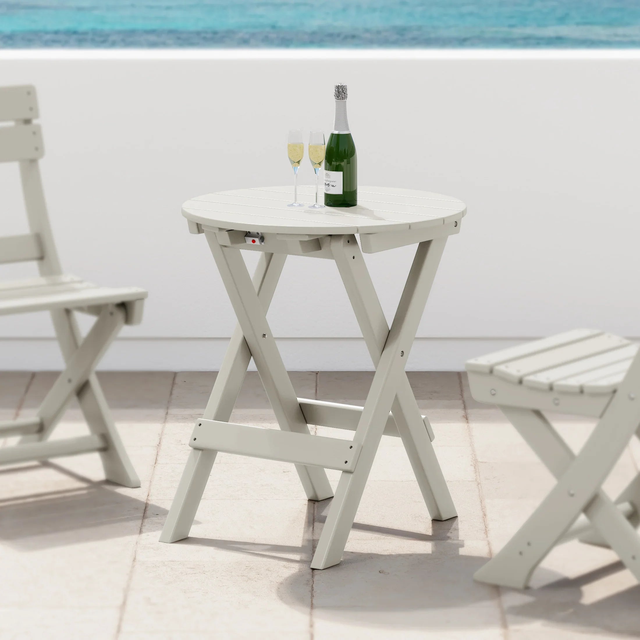 Paradise HDPE Outdoor 24.5 Inch Round Portable Folding Patio Dining Table