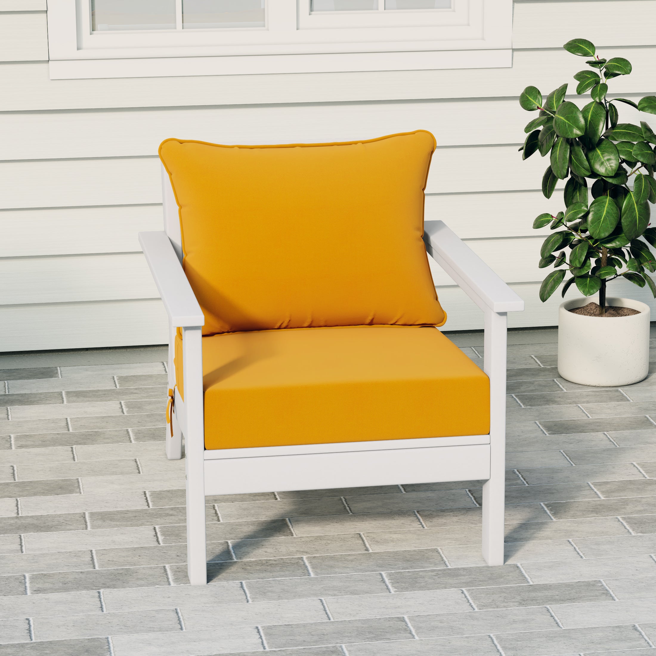 Portsmouth Outdoor Modern HDPE Patio Club Chair with Deep Seat Cushions