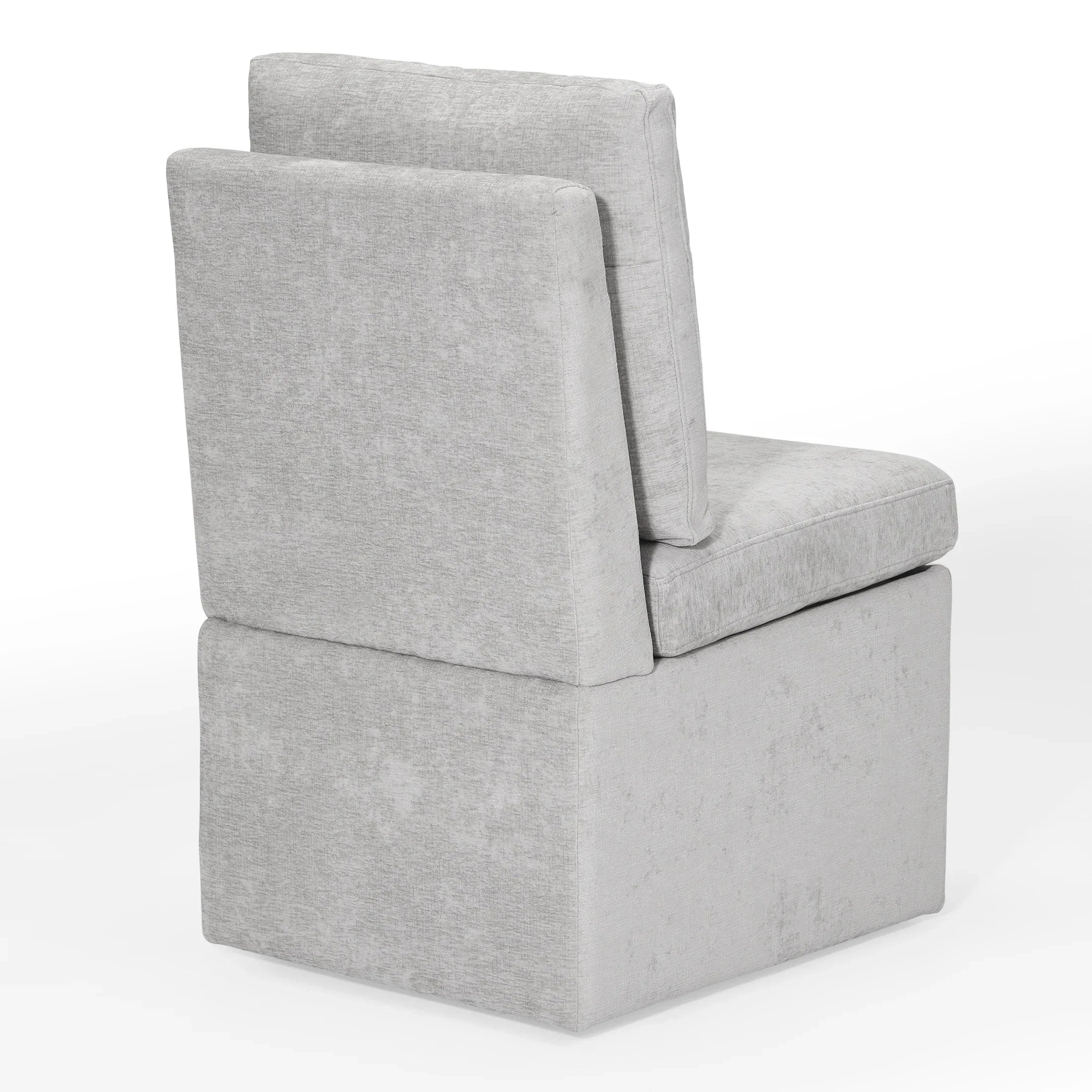 Danburry Modern Upholstered Chenille Armless Dining Chairs With Casters (Set of 4)