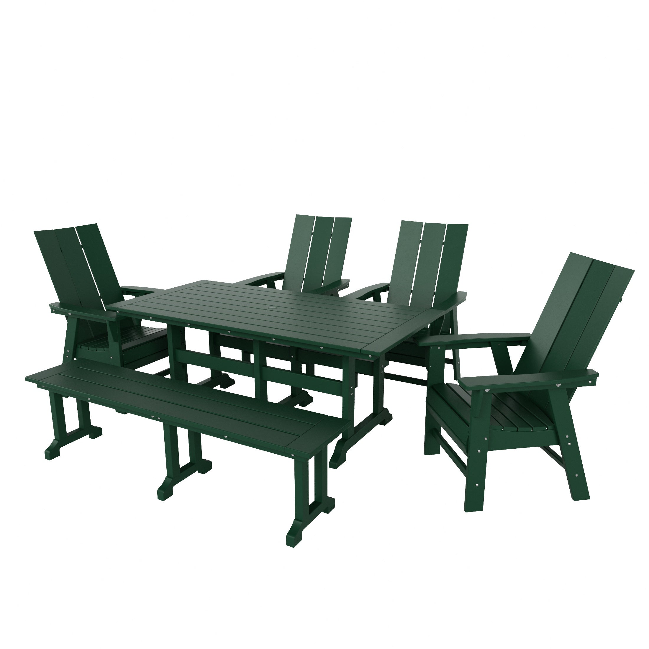 Palms 6 Piece Outdoor Patio Dining Table and Armchair Dining Bench Set