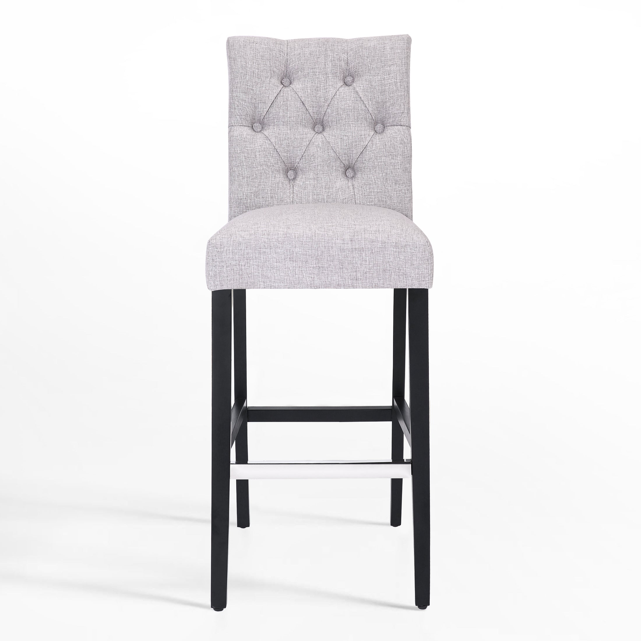 Bellmount 29" Linen Fabric Tufted Bar Stool,Black