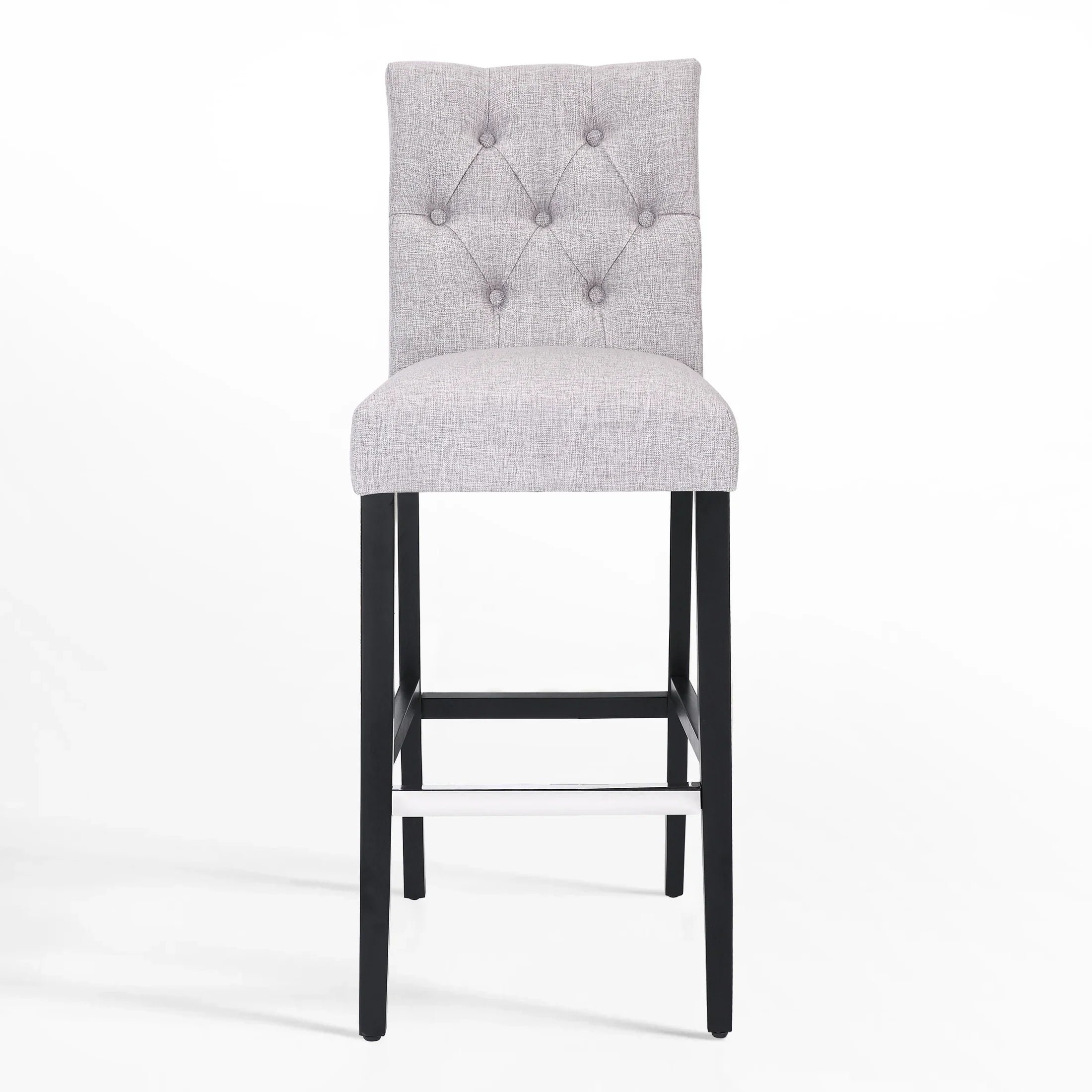 Bellmount 29" Linen Fabric Tufted Bar Stool,Black
