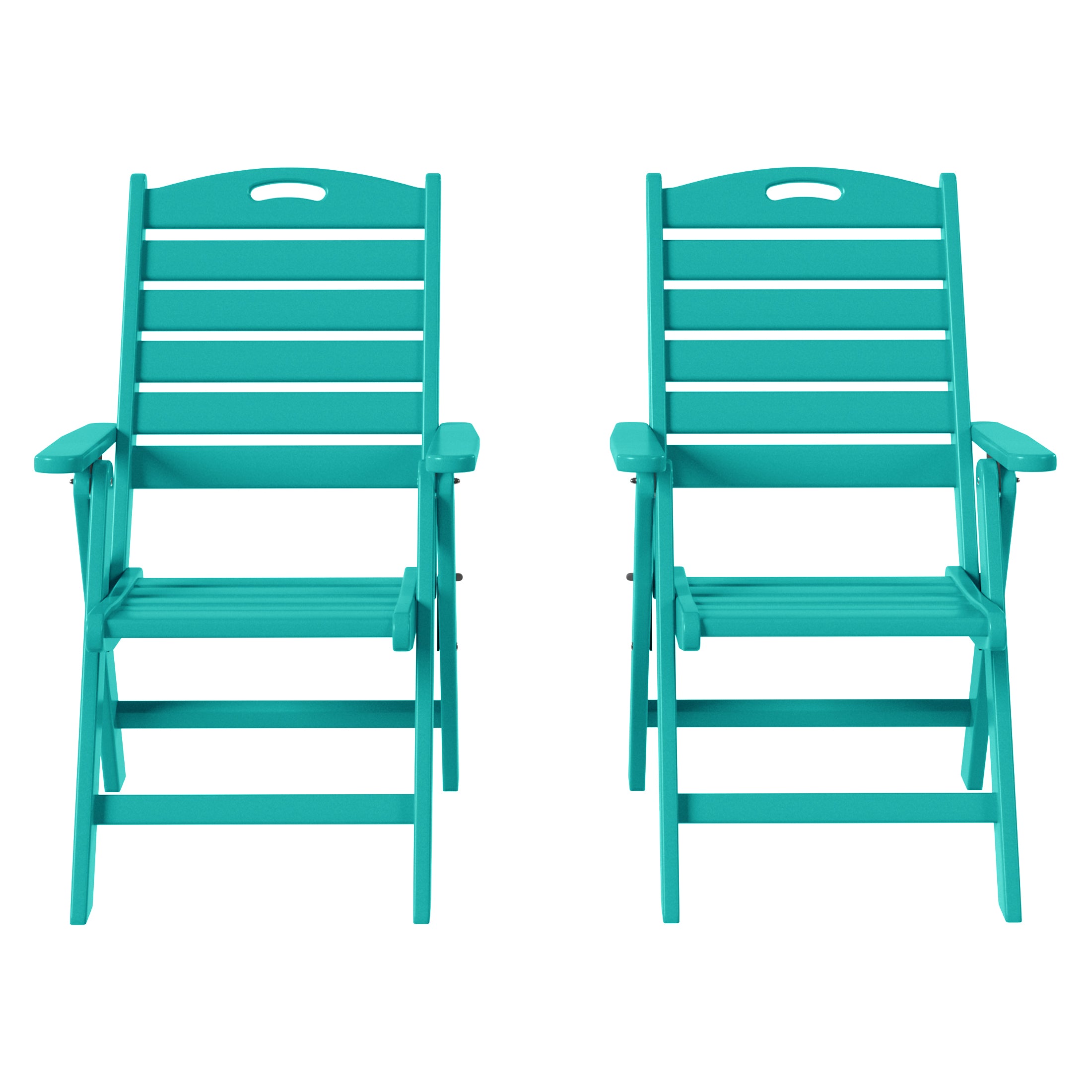 Cayman HDPE Adjustable Highback Folding Outdoor Patio Dining Chairs Set of 2