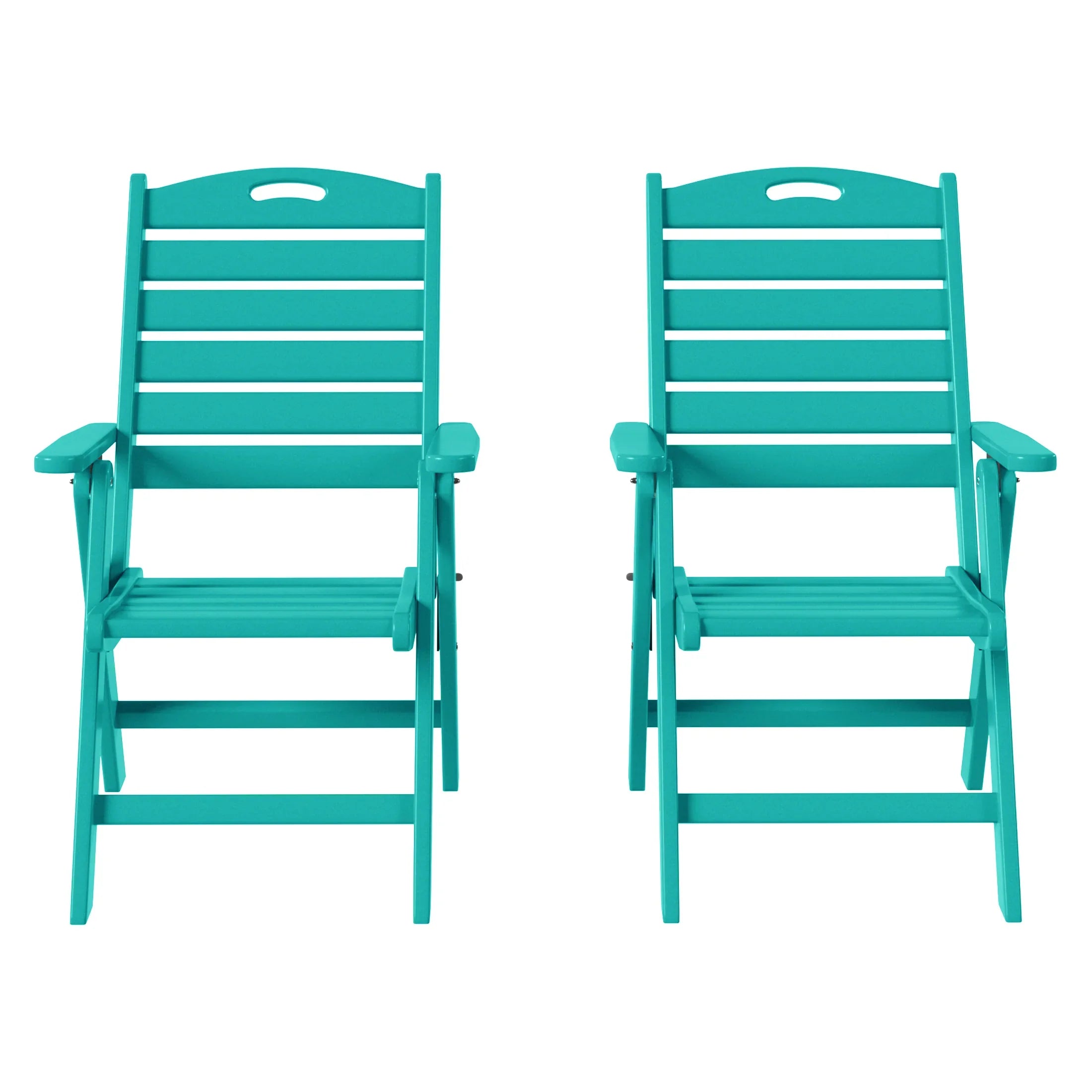 Cayman HDPE Adjustable Highback Folding Outdoor Patio Dining Chairs Set of 2