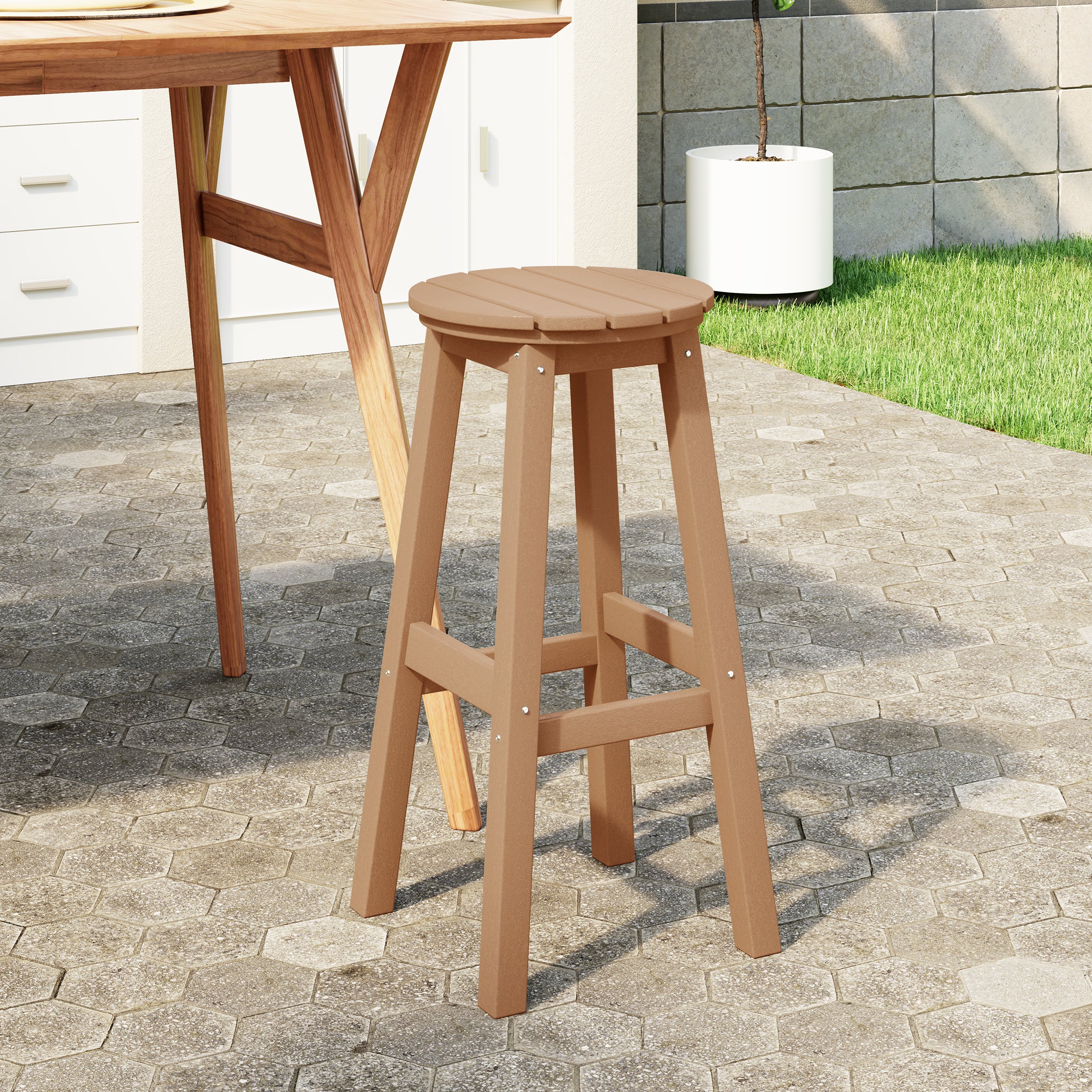 Paradise 29" HDPE Outdoor Patio Round Bar Stool