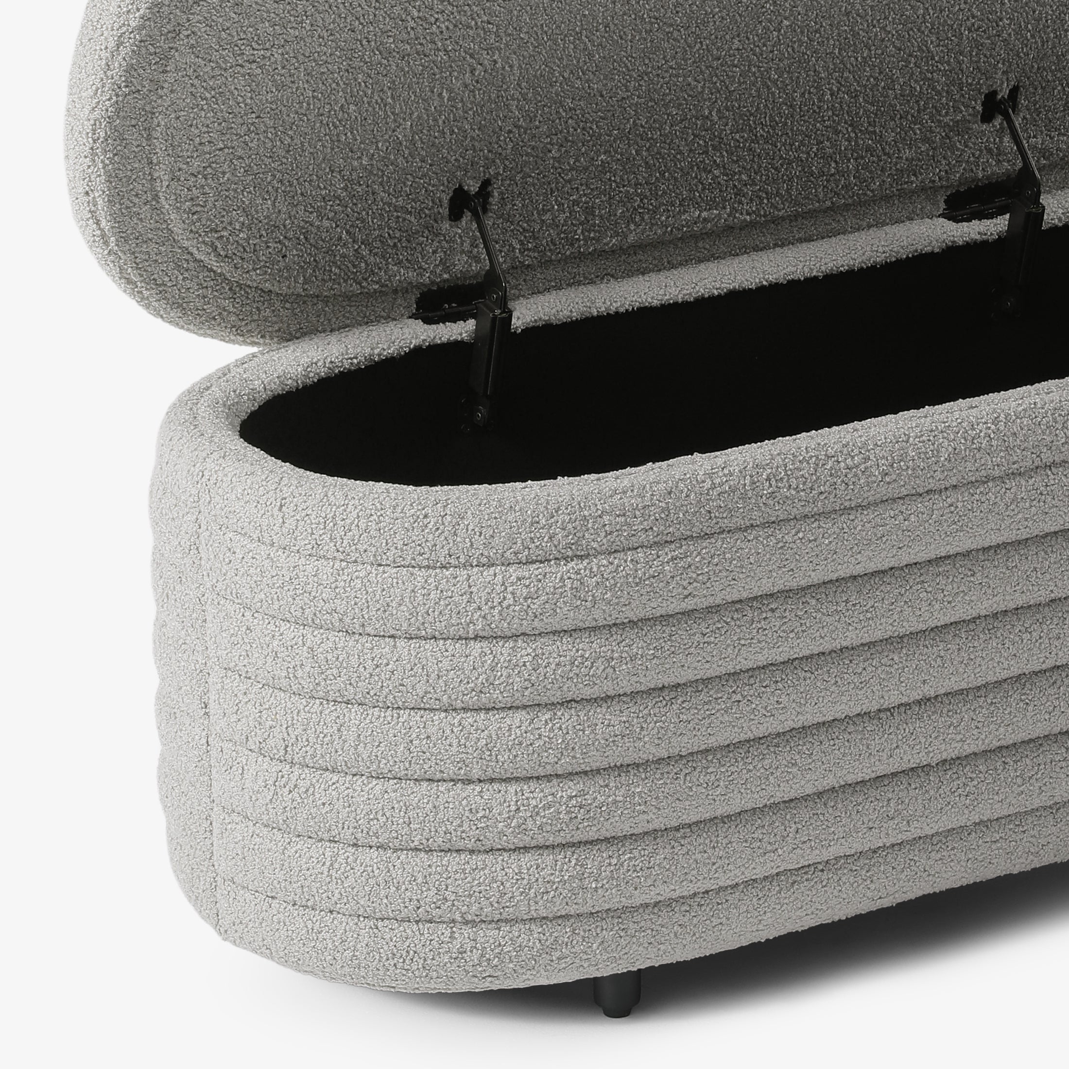 Celine 42" Wide Mid-Century Modern Upholstered Teddy Sherpa Tufted Oval Storage Ottoman Bench