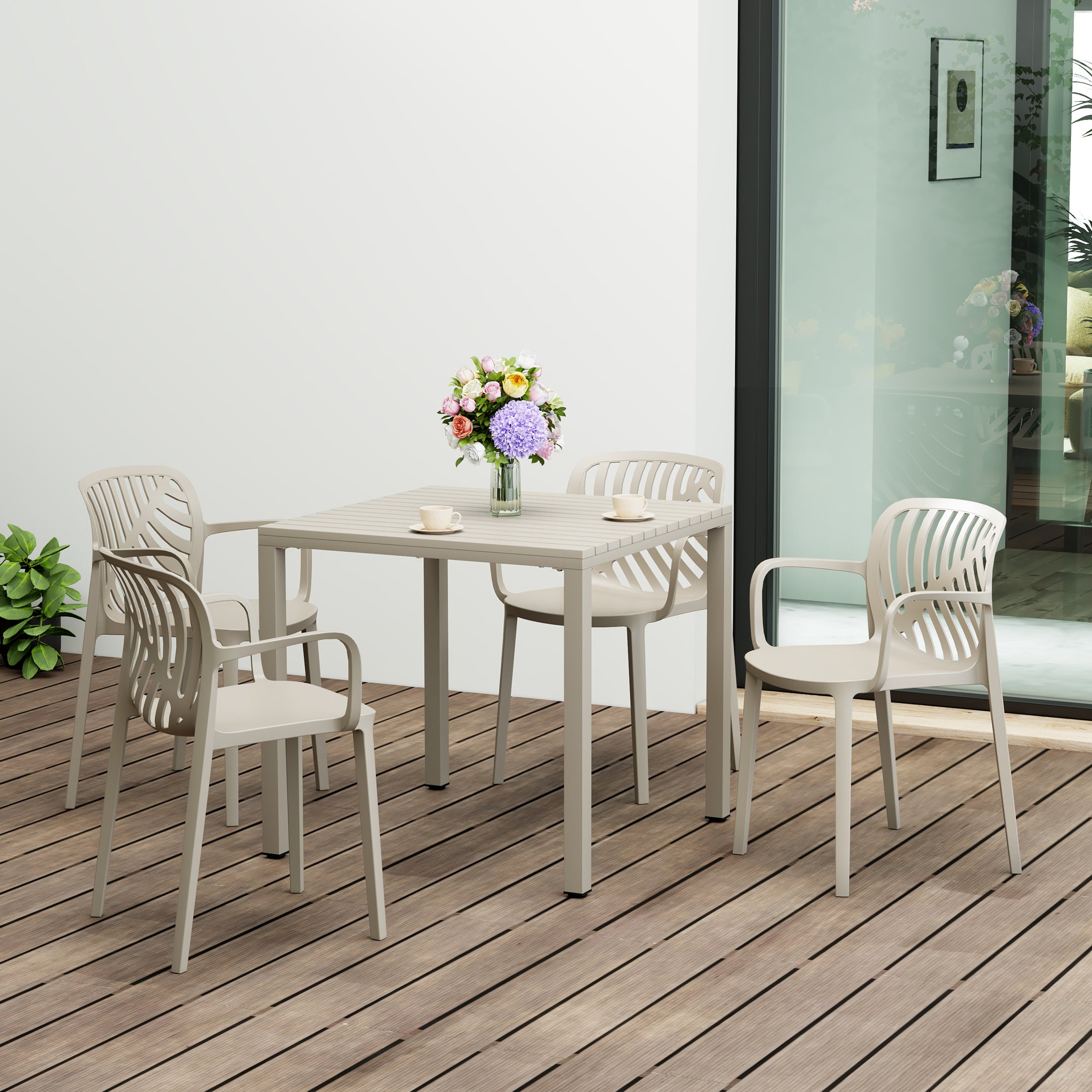 Sunshine 5-Piece Outdoor Square Dining Table Patio Set with Stackable Patio Dining Chairs