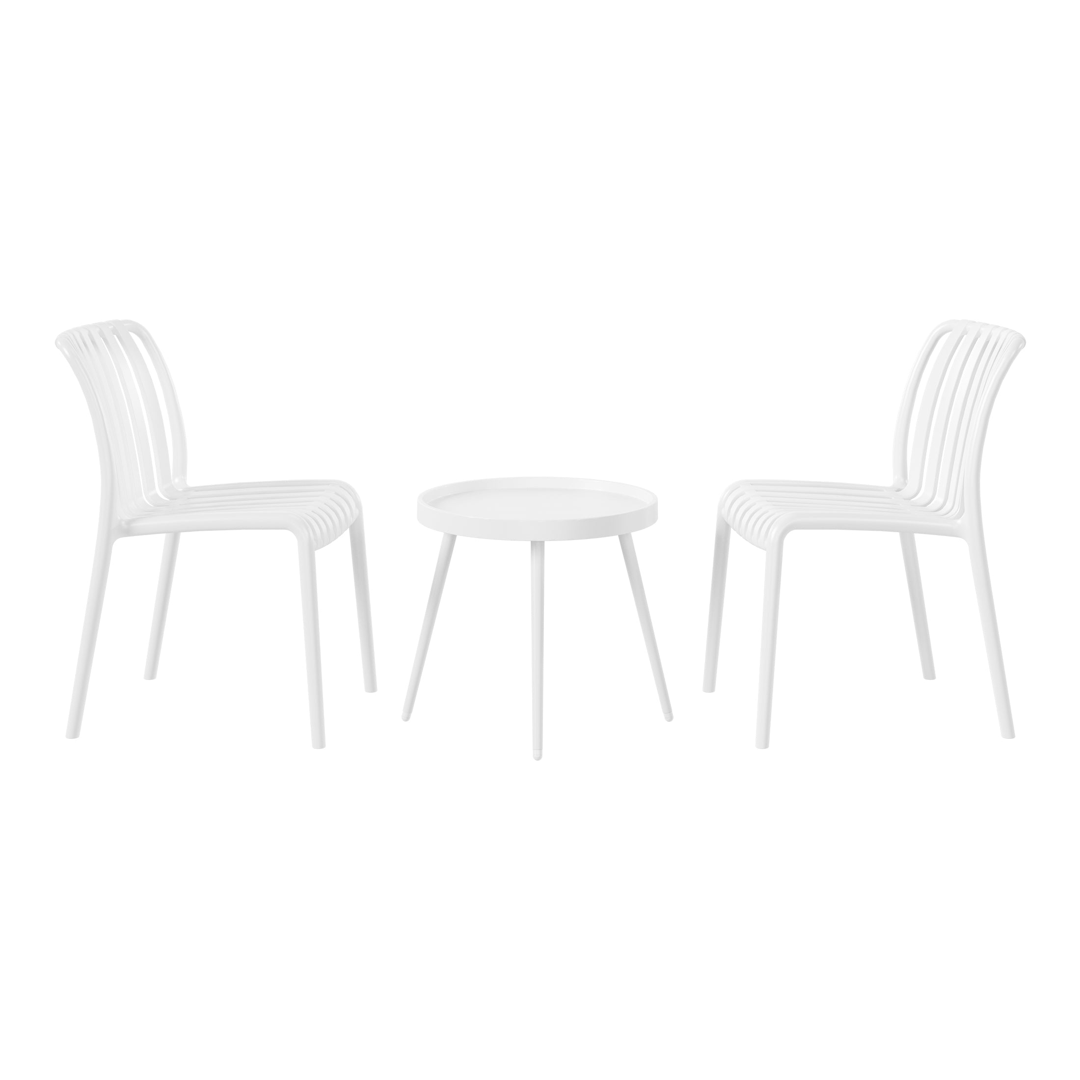 Sunshine 3-Piece Outdoor Patio Bistro Balcony Furniture Set With Stackable Chairs