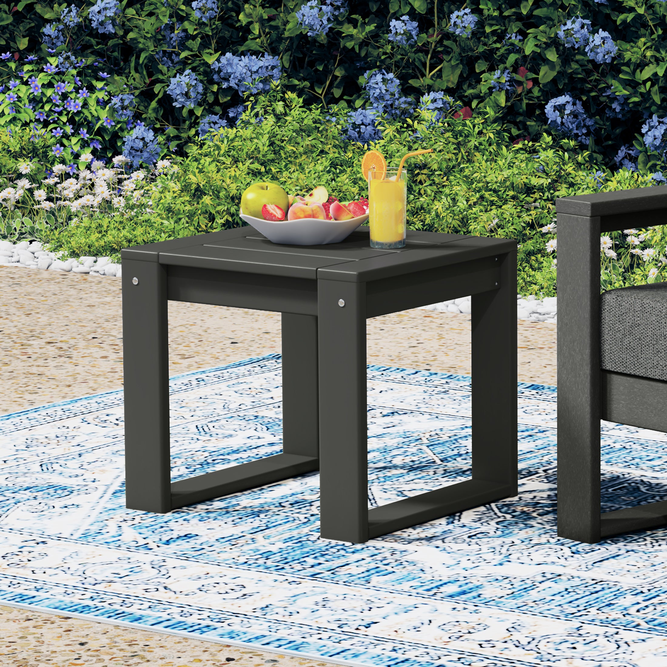 Rockaway Modern Outdoor HDPE Rectangle Patio Side Table