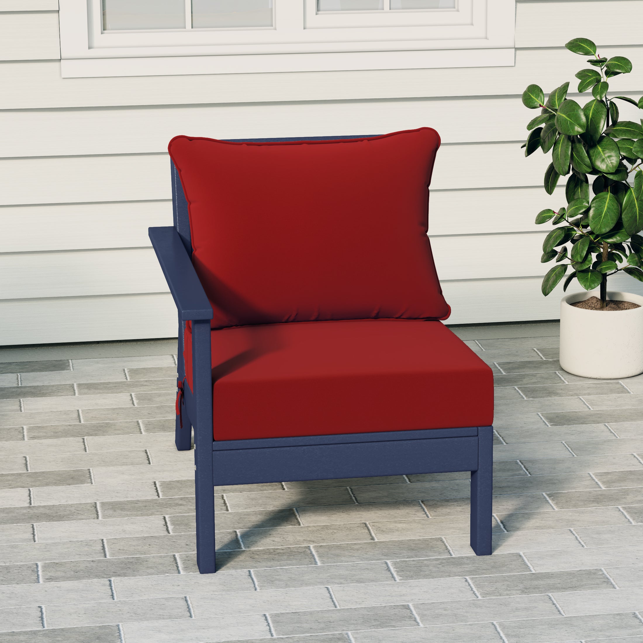 Portsmouth Outdoor Patio HDPE Left Arm Sectional Corner Club Chair with Patio Cushions