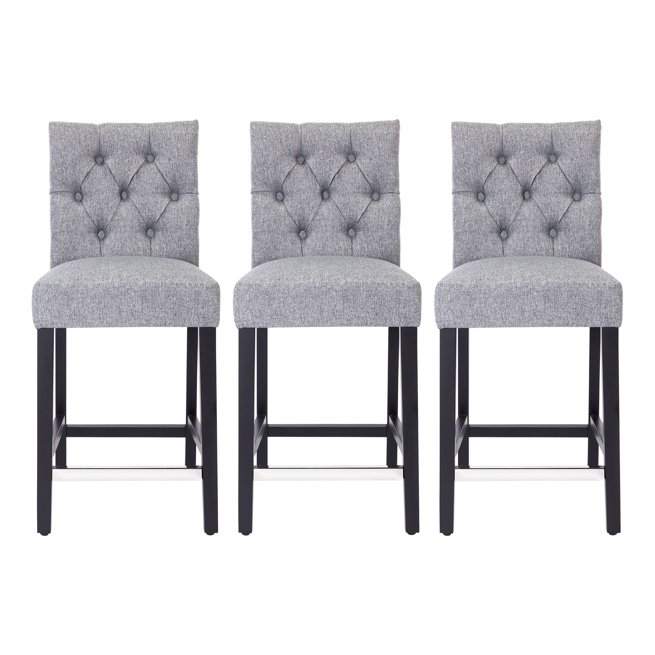 Bellmount 24" Upholstered Wood Counter Stool with Tufted Back (Set of 3)