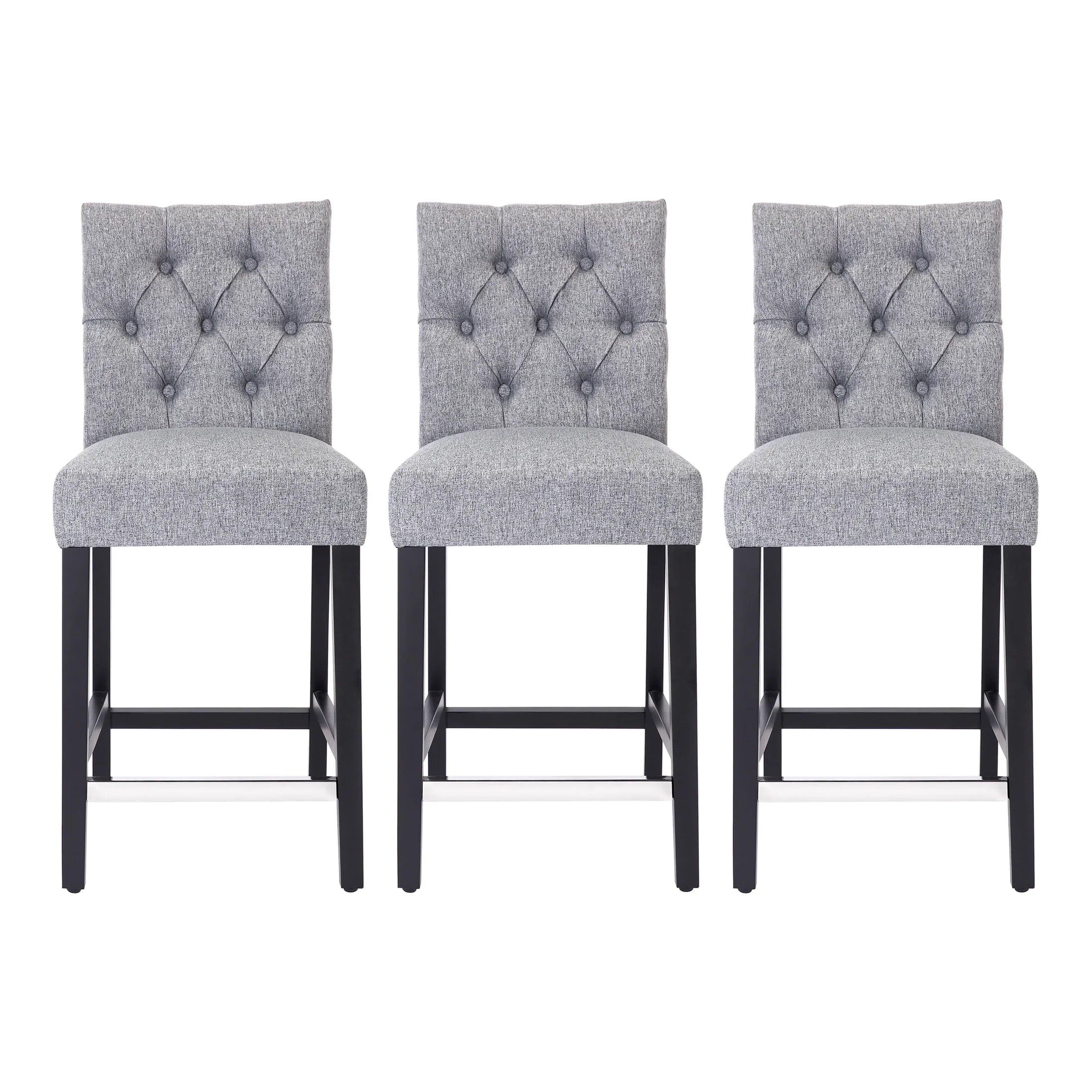 Bellmount 24" Upholstered Wood Counter Stool with Tufted Back (Set of 3)