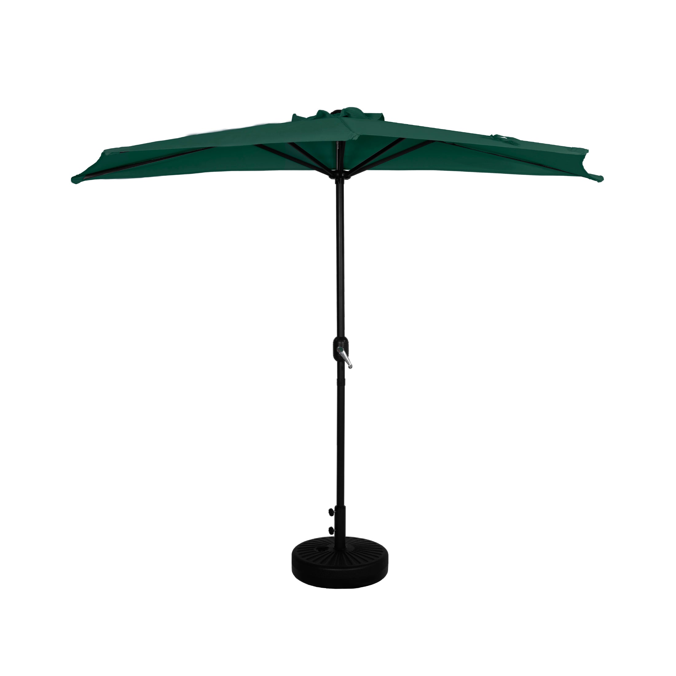 Easton 9 ft. Aluminum Half Market Crank Lift Patio Umbrella with Base