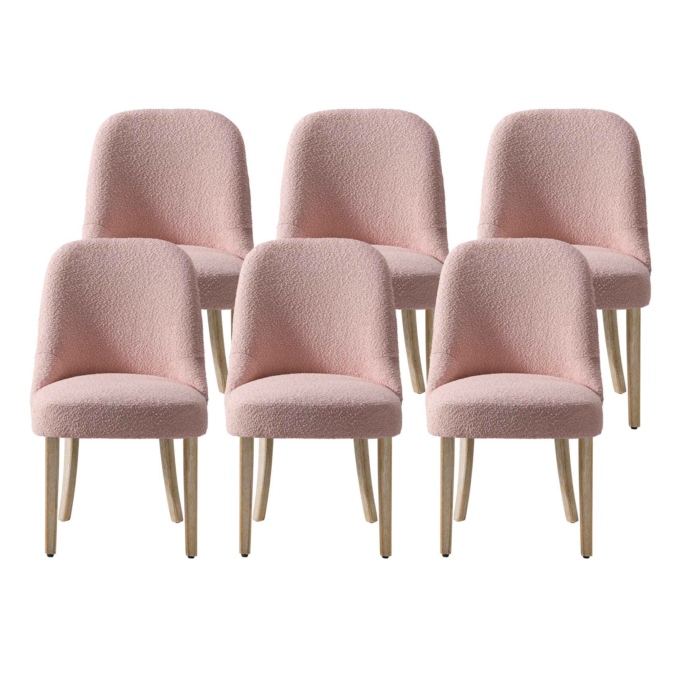 Amélie Mid-Century Modern Upholstered Boucle Dining Chair (Set of 6)