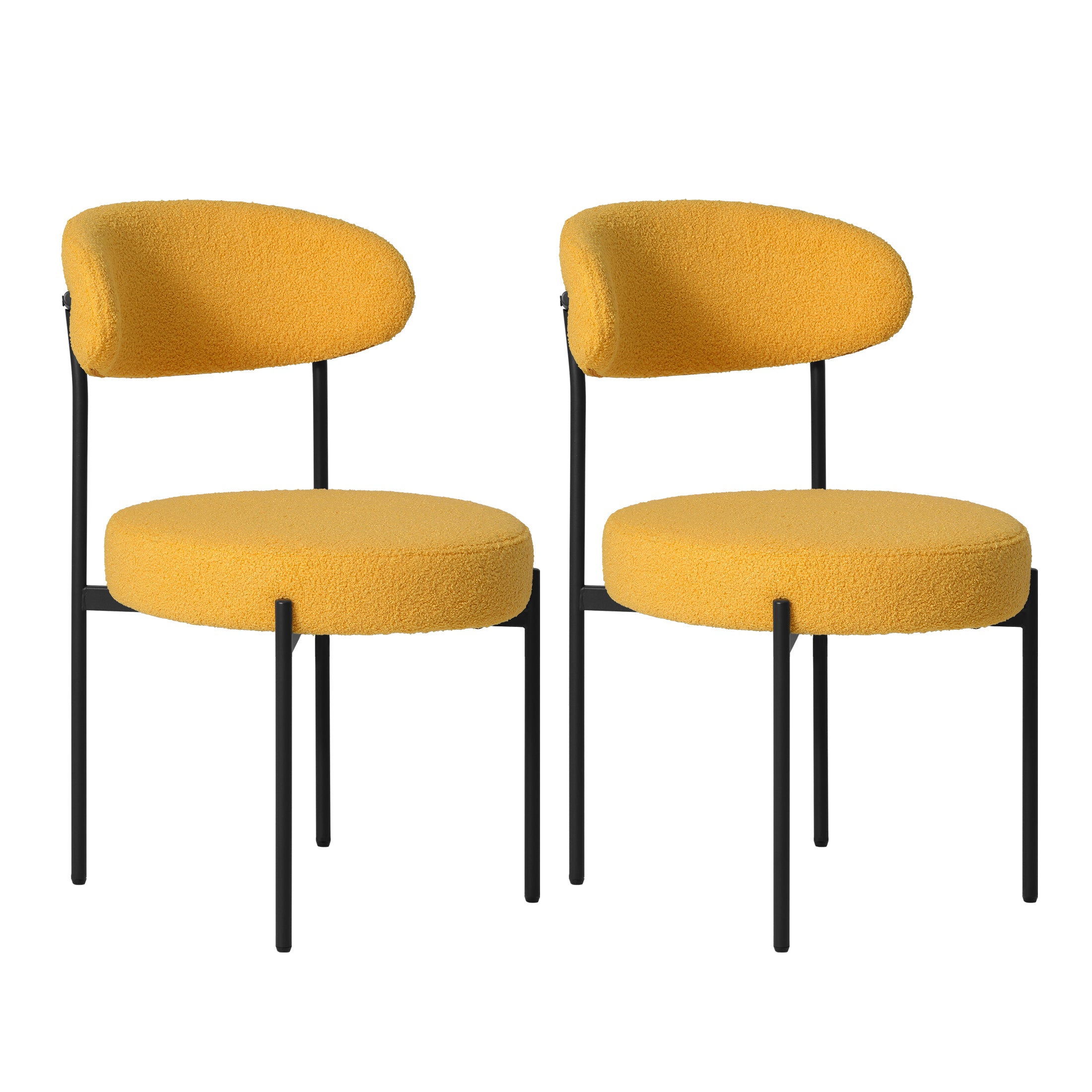 Celine Mid-Century Modern Upholstered Sherpa Round Dining Chairs (Set of 2)