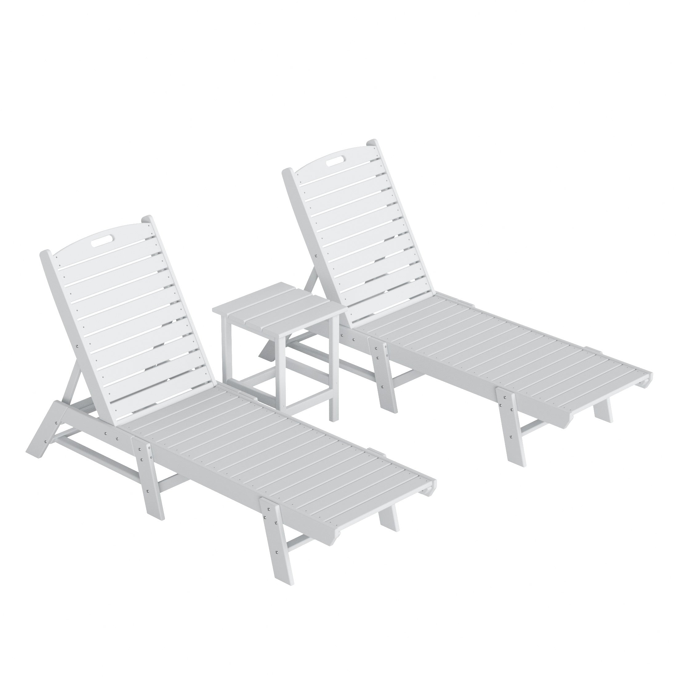 Paradise Poly Reclining Outdoor Patio Chaise Lounge Chair with Side Table Set