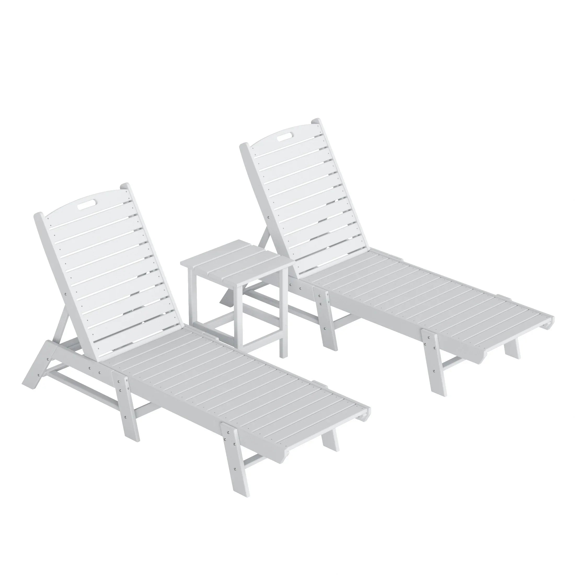 Paradise Poly Reclining Outdoor Patio Chaise Lounge Chair with Side Table Set