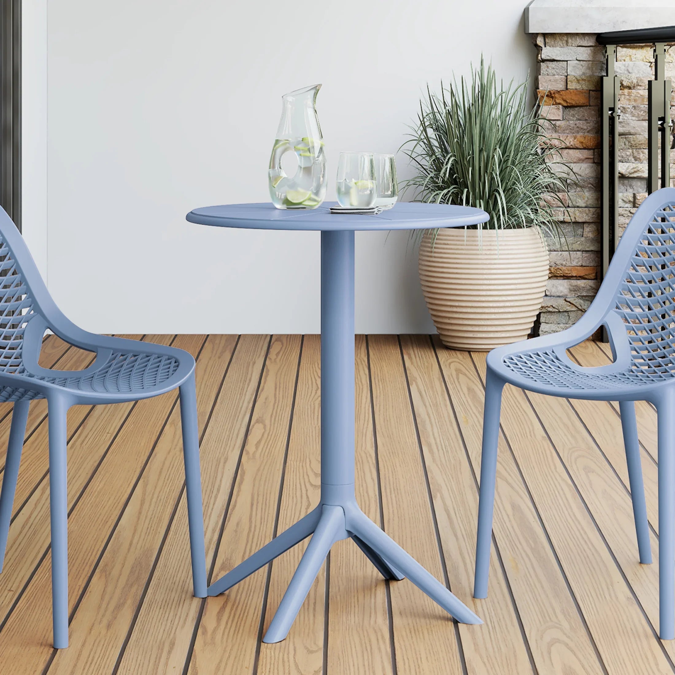 Sunshine 23.5" Outdoor Polypropylene Resin Round Patio Bistro Dining Table for 2