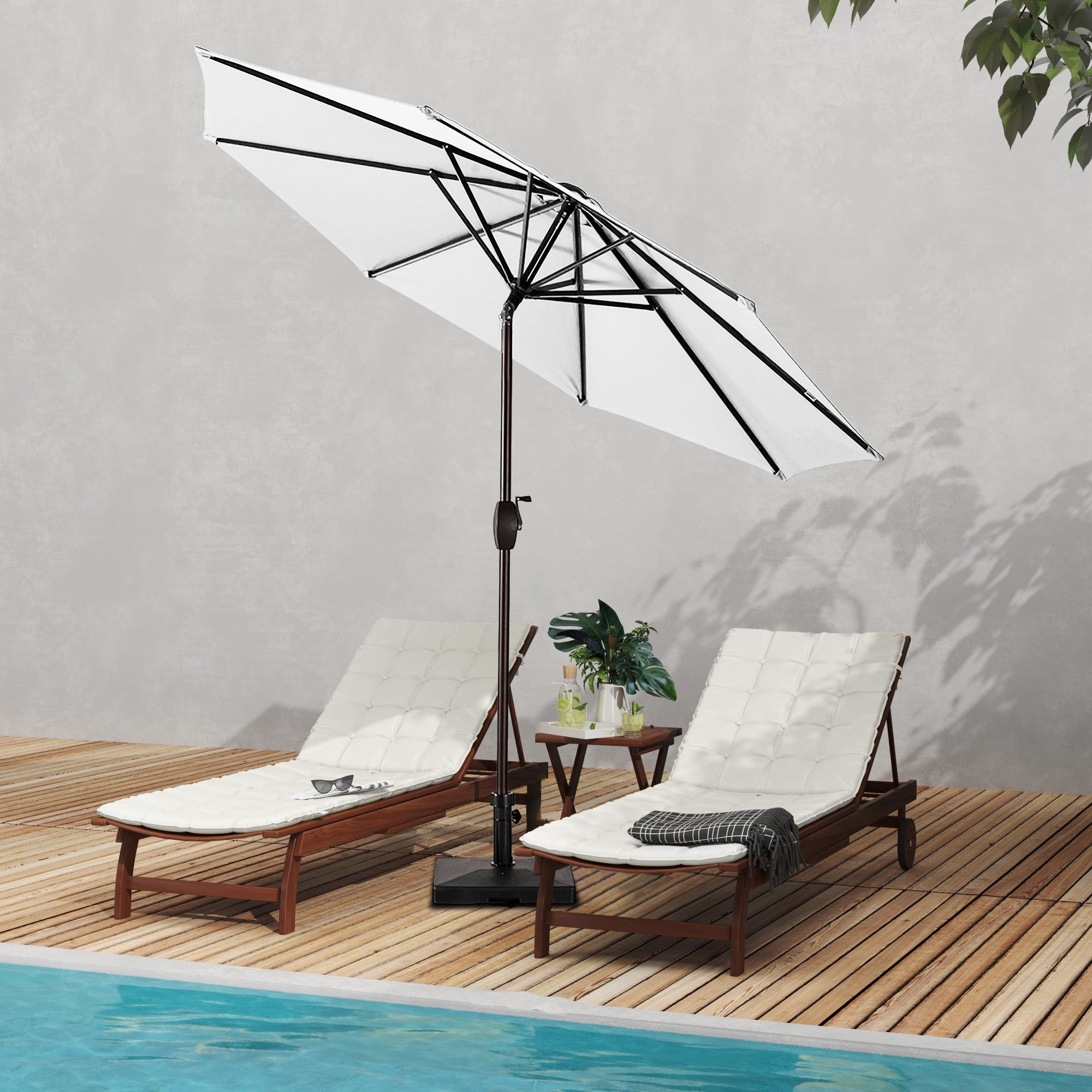 Cabana 9 ft. Patio Table Umbrella with 50 lbs concrete weight base kit