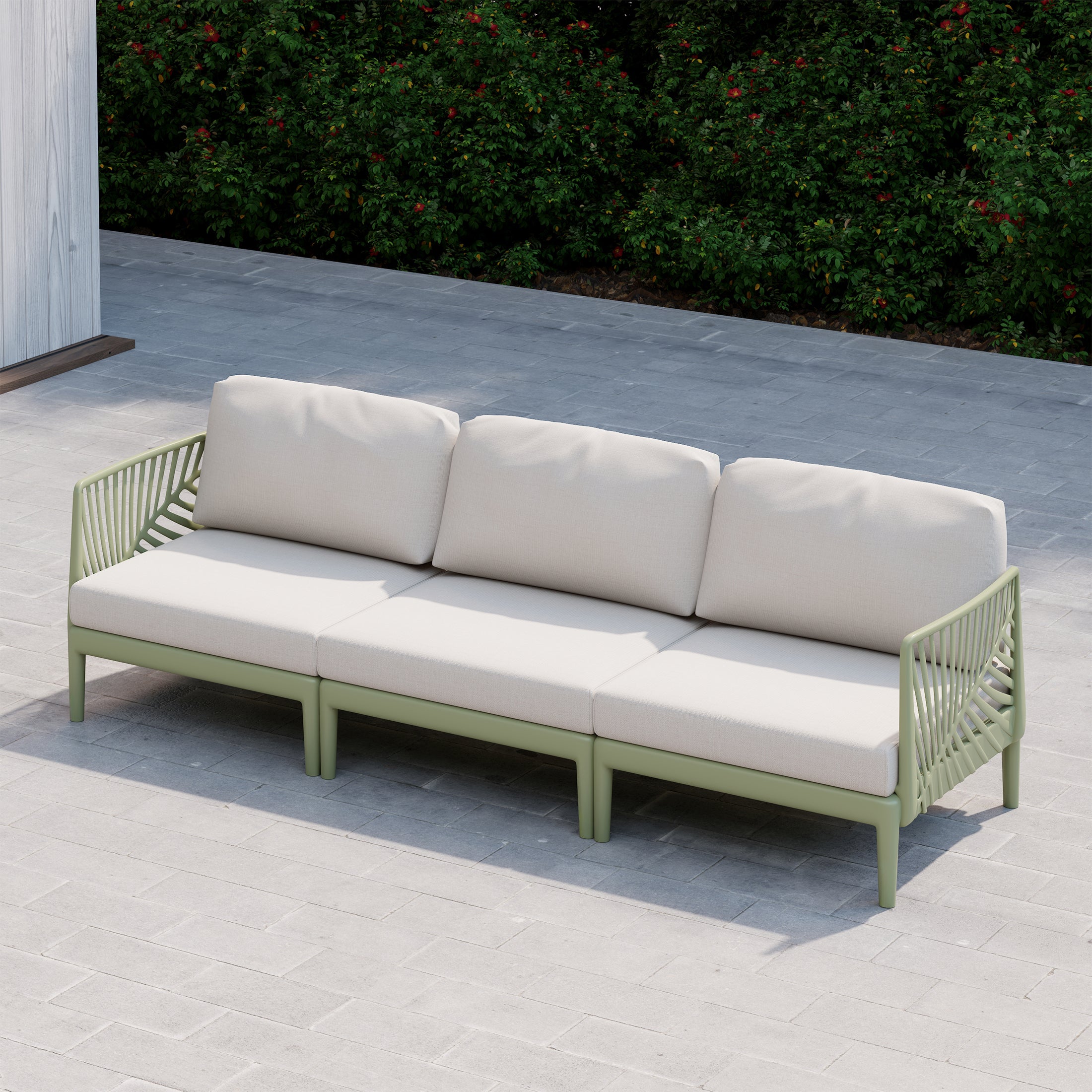 Sunshine Modern Polypropylene Resin 3 Seat Outdoor Patio Sofa