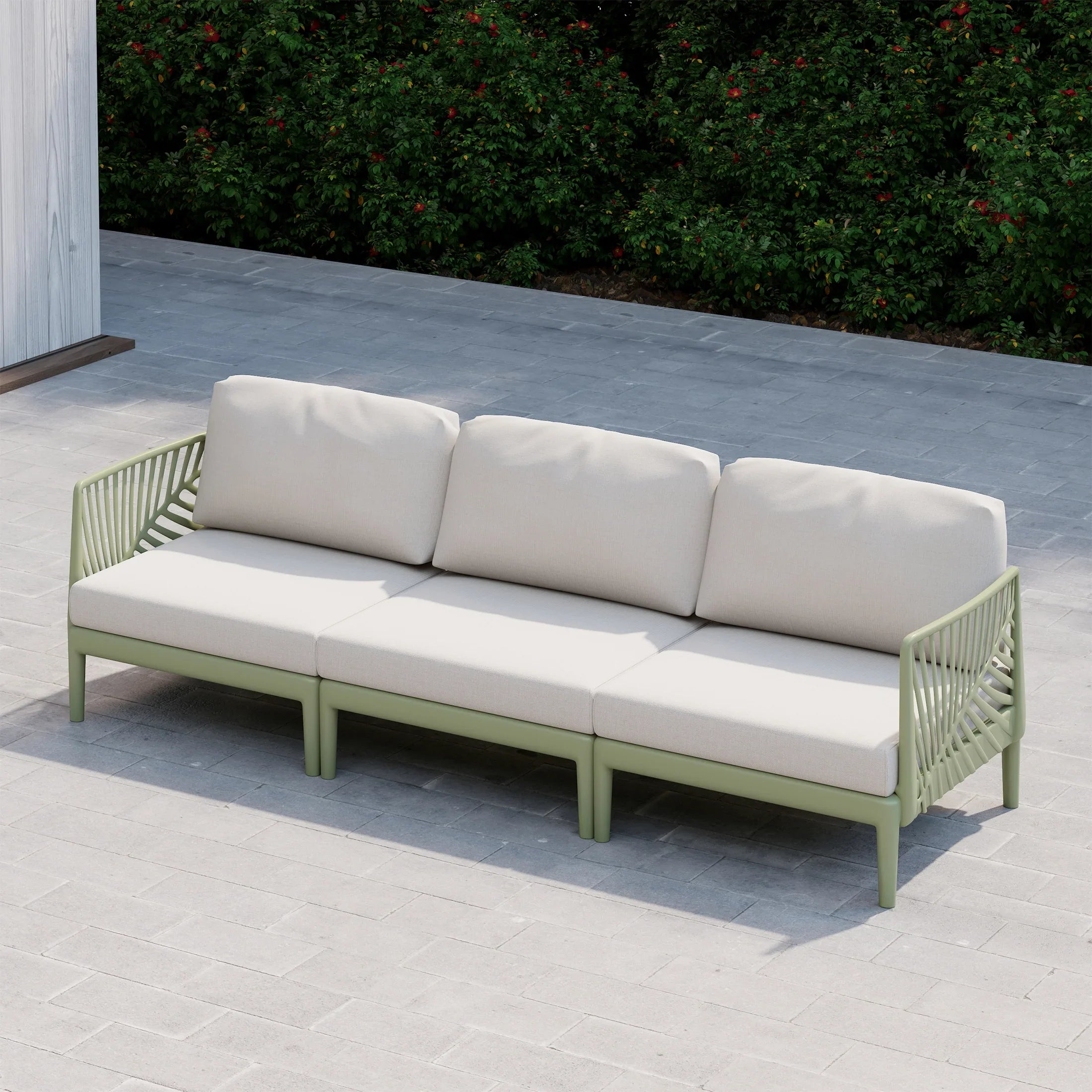 Sunshine Modern Polypropylene Resin 3 Seat Outdoor Patio Sofa