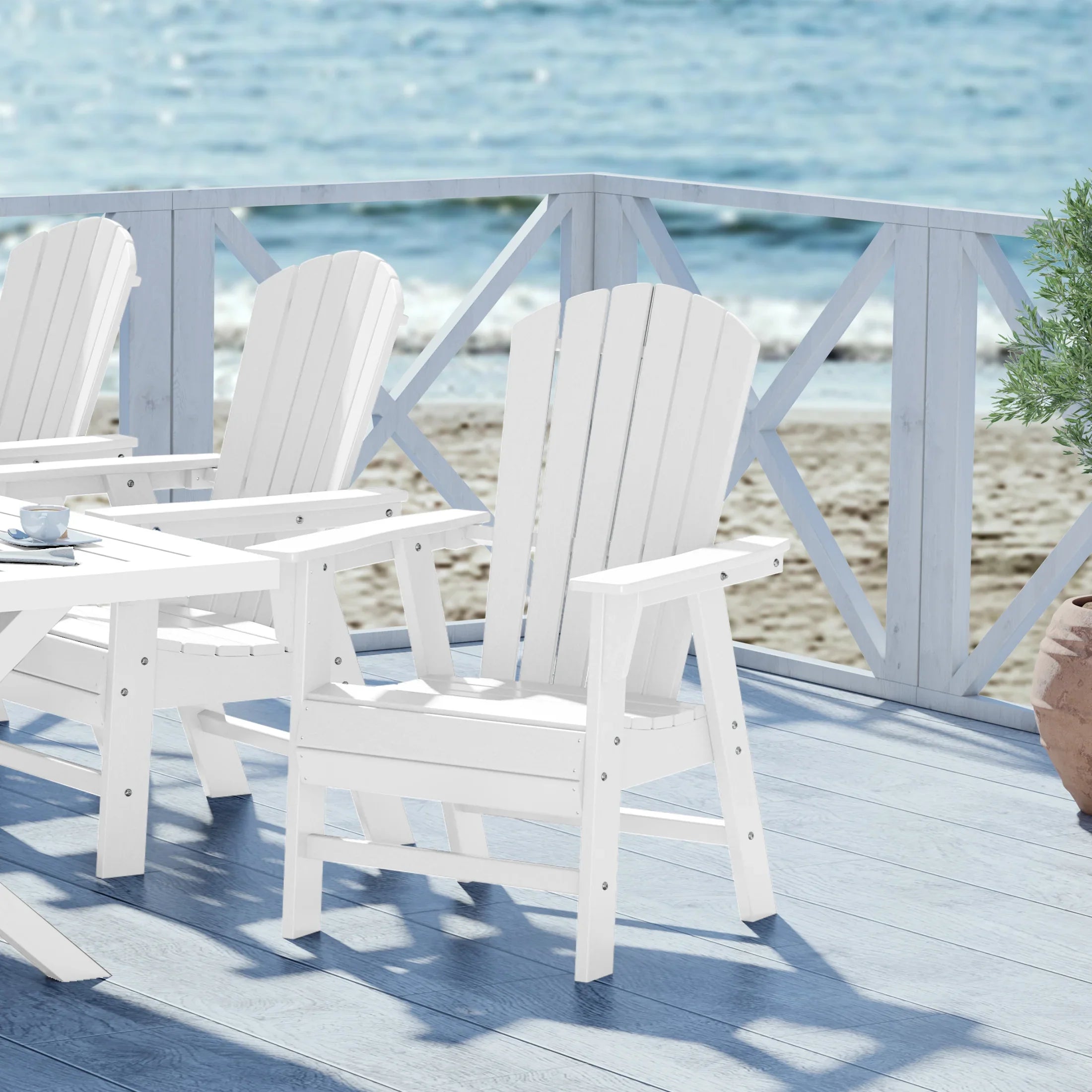 Portside Outdoor Patio Shell-back Adirondack Dining Chair Weather Resistant