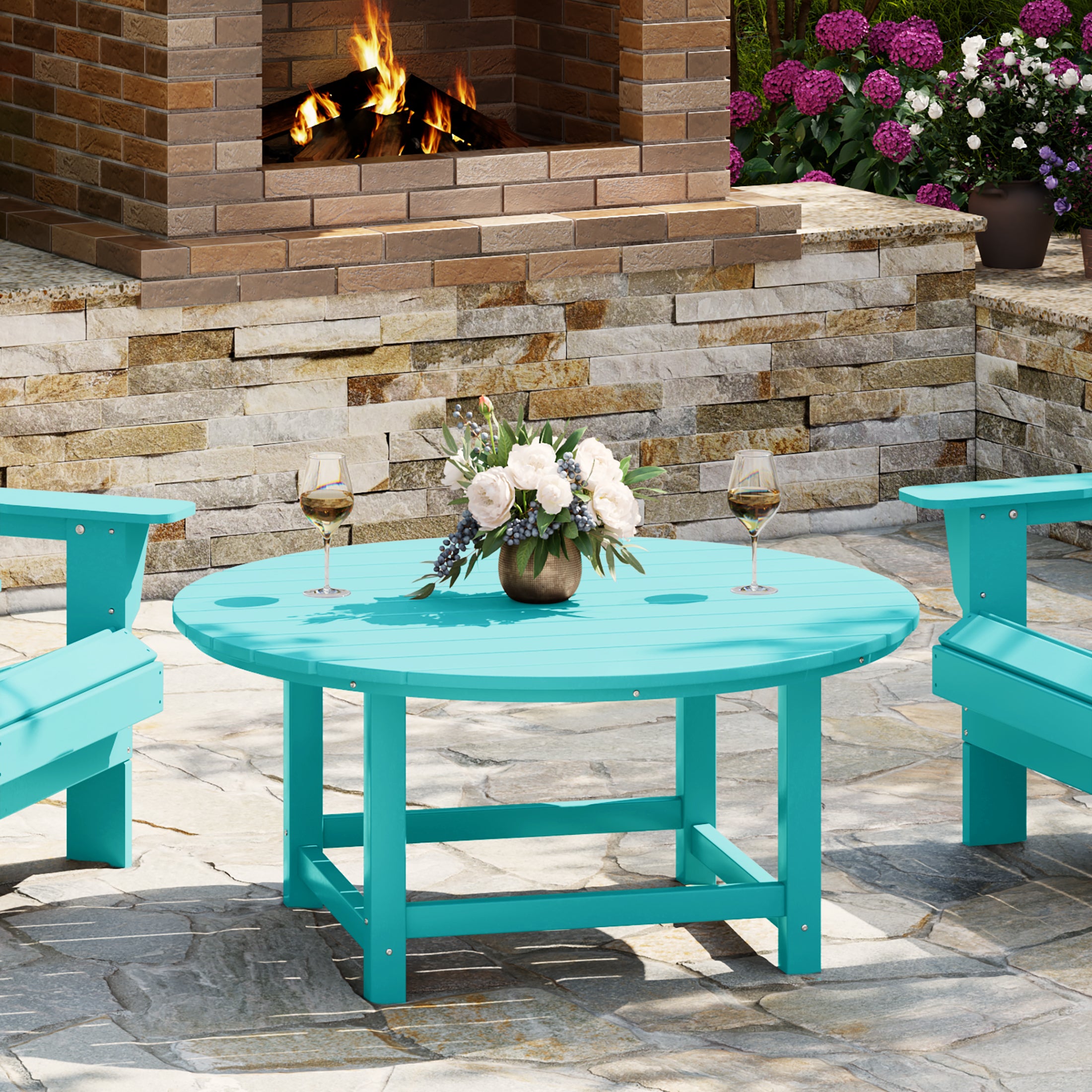 Paradise Low Outdoor HDPE Round Patio Coffee Table