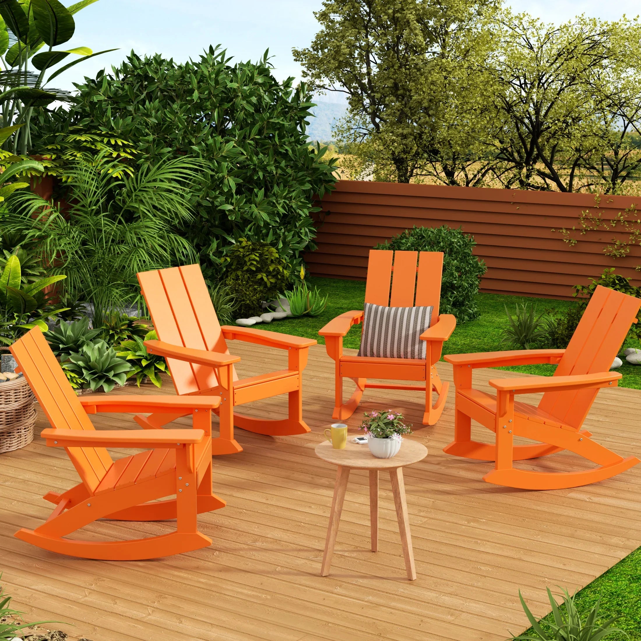 Palms Outdoor Patio Modern Adirondack Rocking Chair (Set of 4)